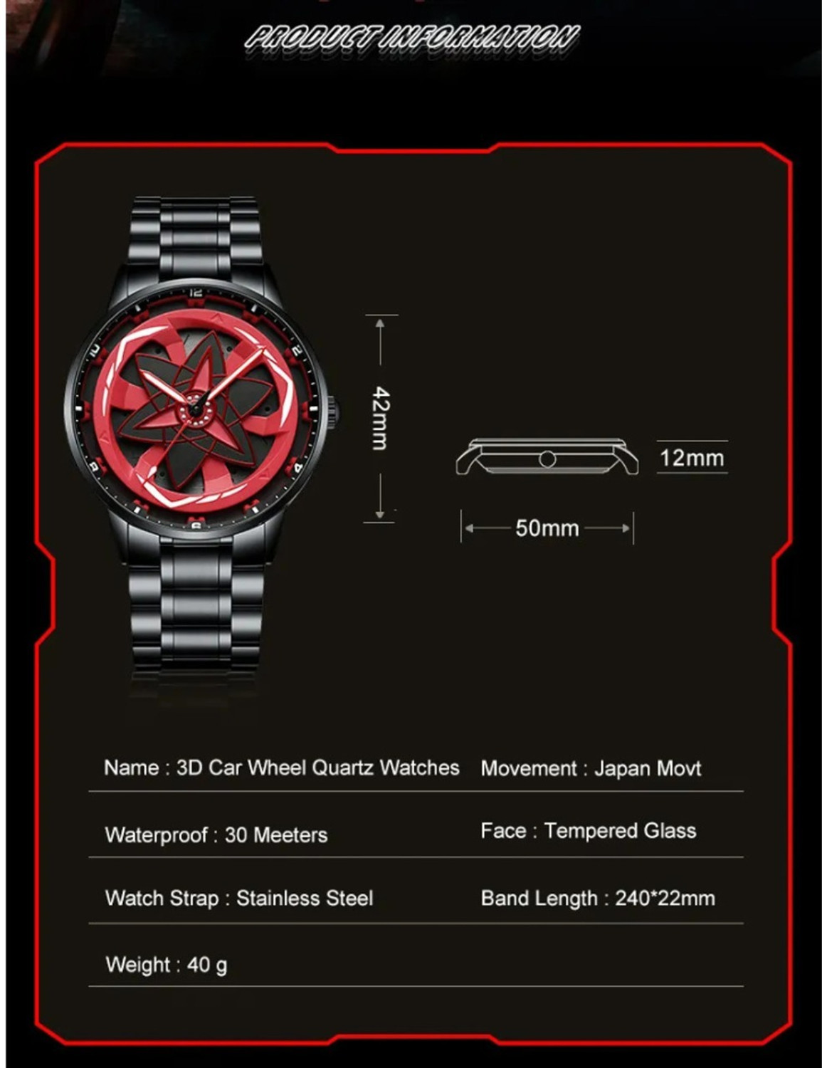 Image of INSHASALE TENDING WATCH 3D Rotating Wheel Hub Watch Analog Watch - For Men & Women