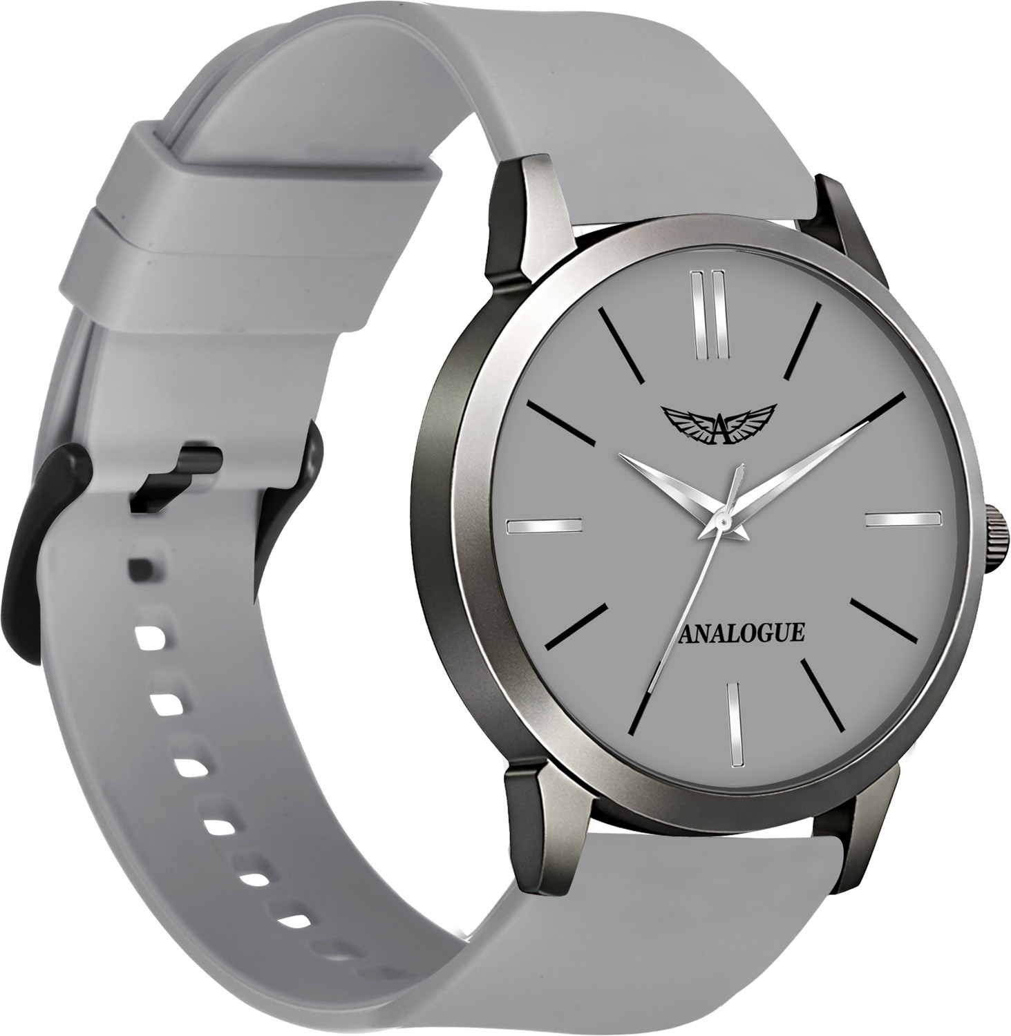 Image of ANALOGUE Gun Metal Slim Series | Smart Watch Strap | Smart Clip | Soft Silicon Gun Metal Slim Series | Smart Watch Strap | Smart Clip | Soft Silicon Analog Watch - For Men