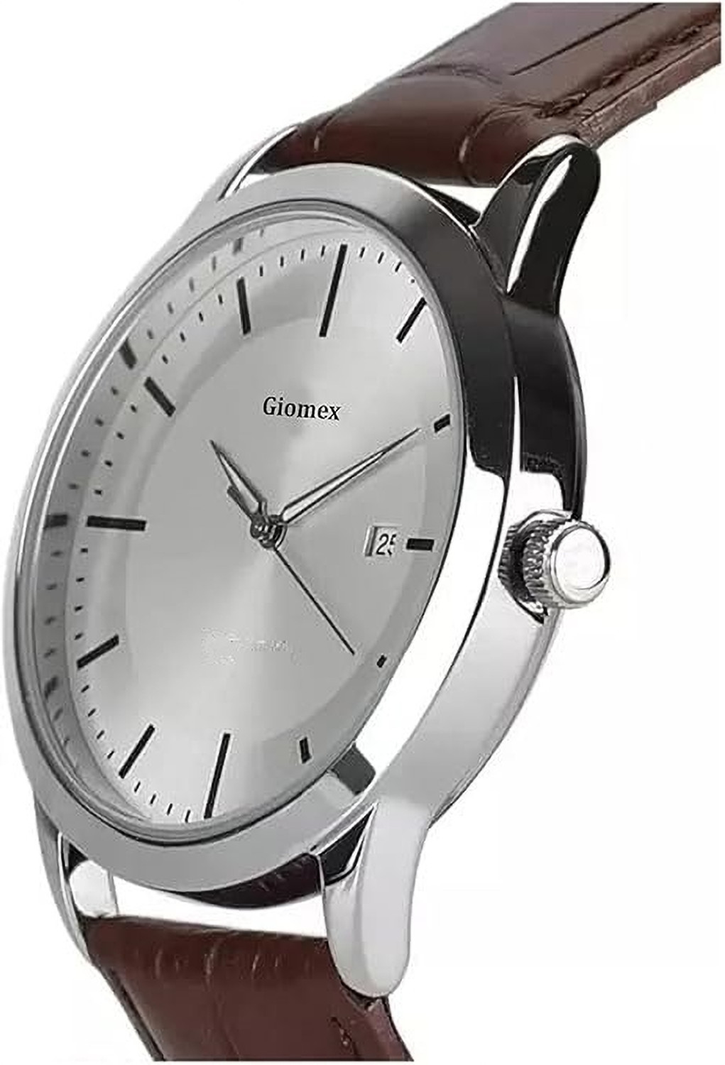 Image of Giomex GMX1584SL Classic Silver Date Analog Watch - For Men