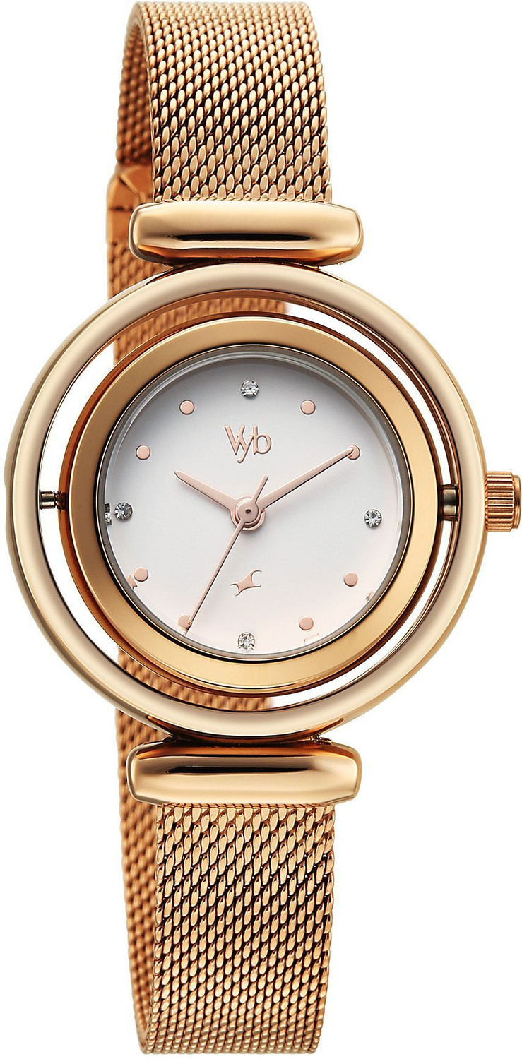 Image of Fastrack Vyb Celeste Manifester Quartz Silver Dial Steel Stainless Steel Strap Analog Watch - For Women