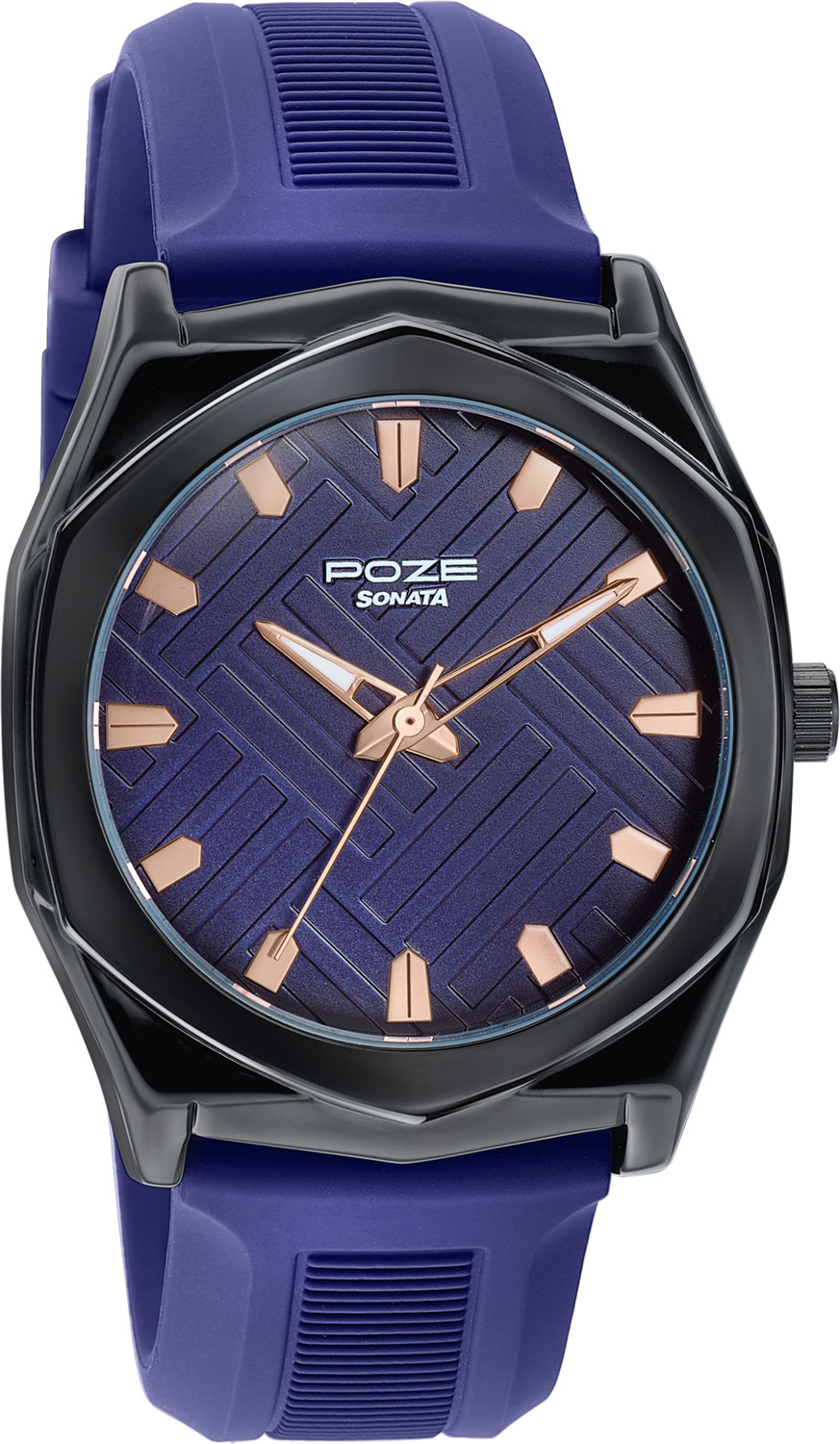Image of SONATA Poze 8 Sonata Poze 8 Quartz D.Blue Dial D. Blue Silicon Strap Analog Watch - For Men
