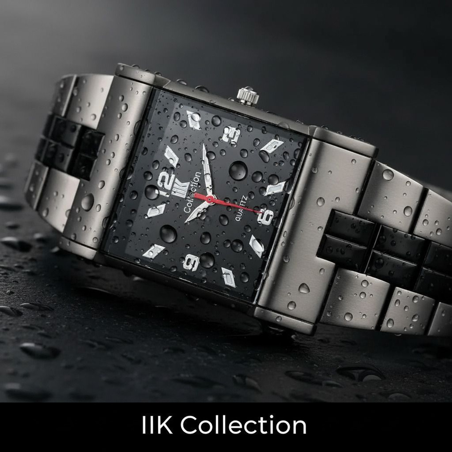 Image of IIK Collection IIK-027M Men's Watches Black Studded Big Dial with Multicolor Metallic Heavy Chain Strap Analog Watch - For Men