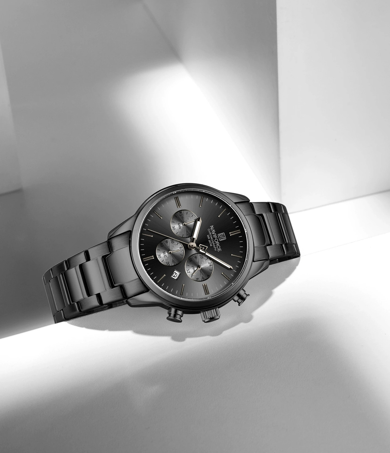 Image of NAVIFORCE NF8076 Classic Full Black Multifunctional Date Display Analog Watch - For Men