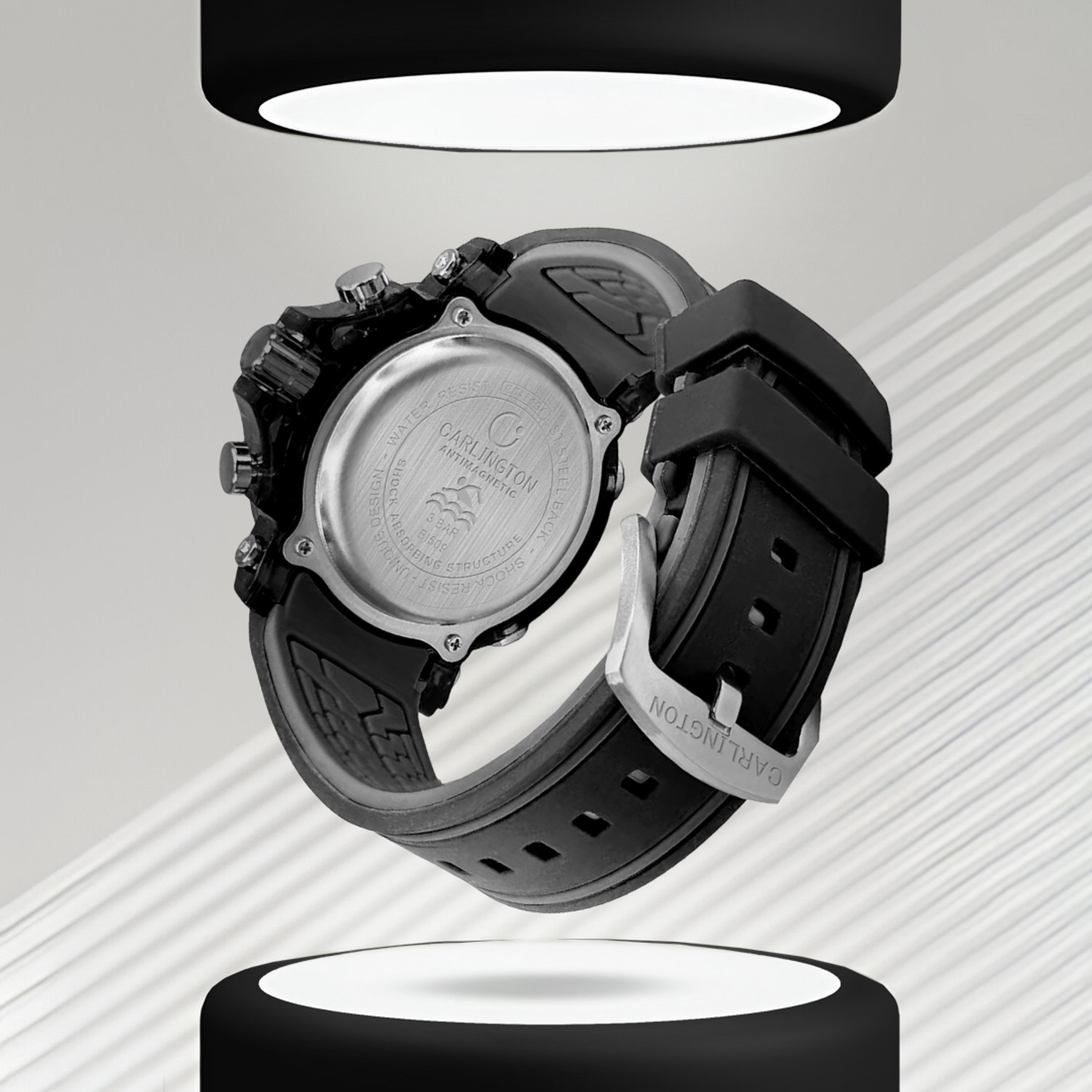 Image of Carlington CT 8140 Black Velocity Series Analog-Digital Watch - For Men