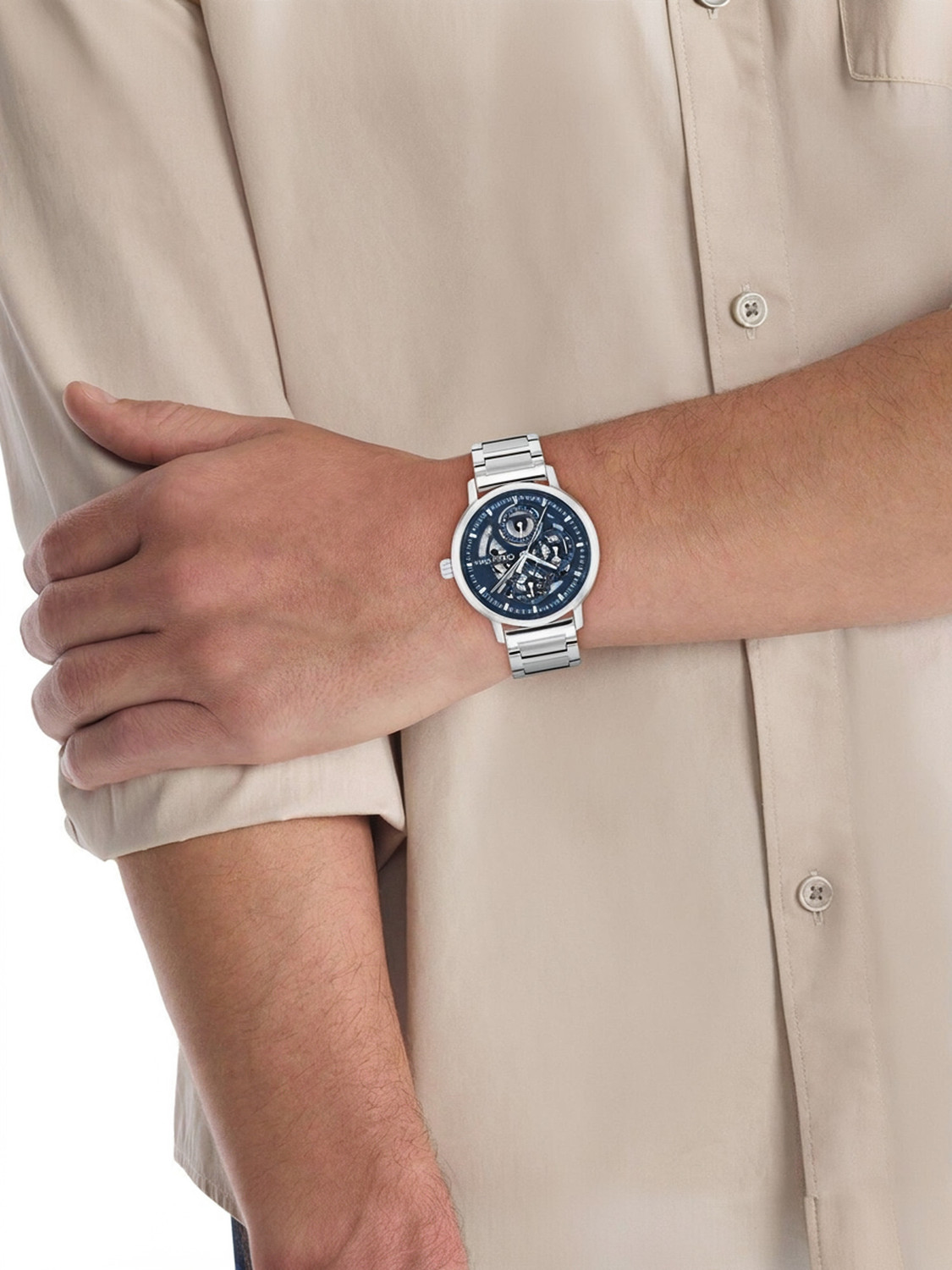 Image of Calvin Klein GAUGE Calvin Klein Gauge Qtz Multifunction Blue Round Dial Men's Watch - 25200562 Analog Watch - For Men