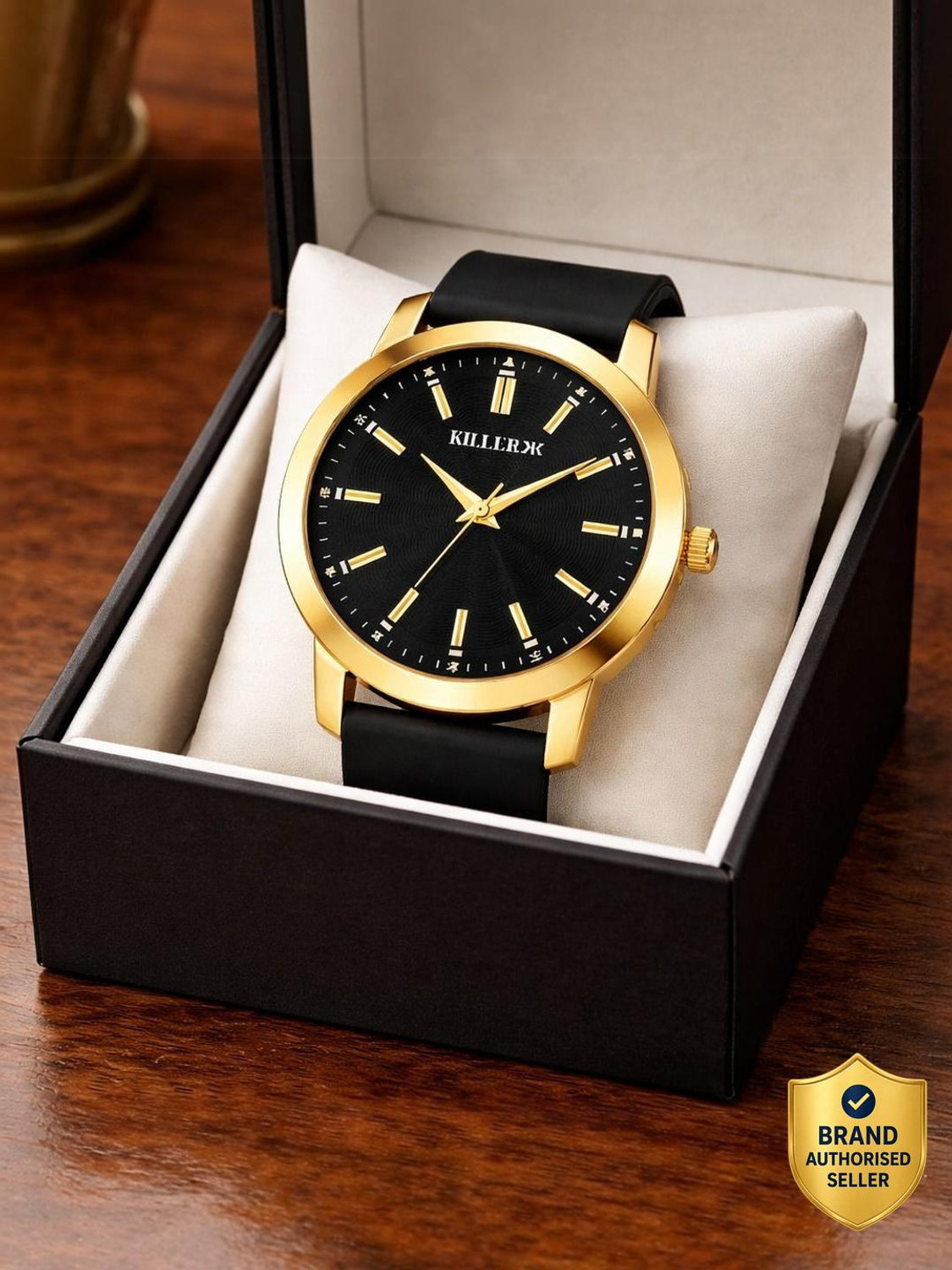 Image of KILLER Timeless Gold Elegance with Bold Black Dial & Premium Silicone Strap Analog Watch - For Men KLR-GR008-BLK-BLK