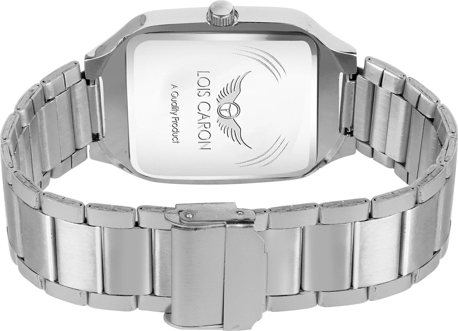 Image of LOIS CARON LCS-4297 (sKY BLUE) Men's Premium Square Ice Blue Sunray Dial | Silver Stainless Steel Strap Analog Watch - For Men