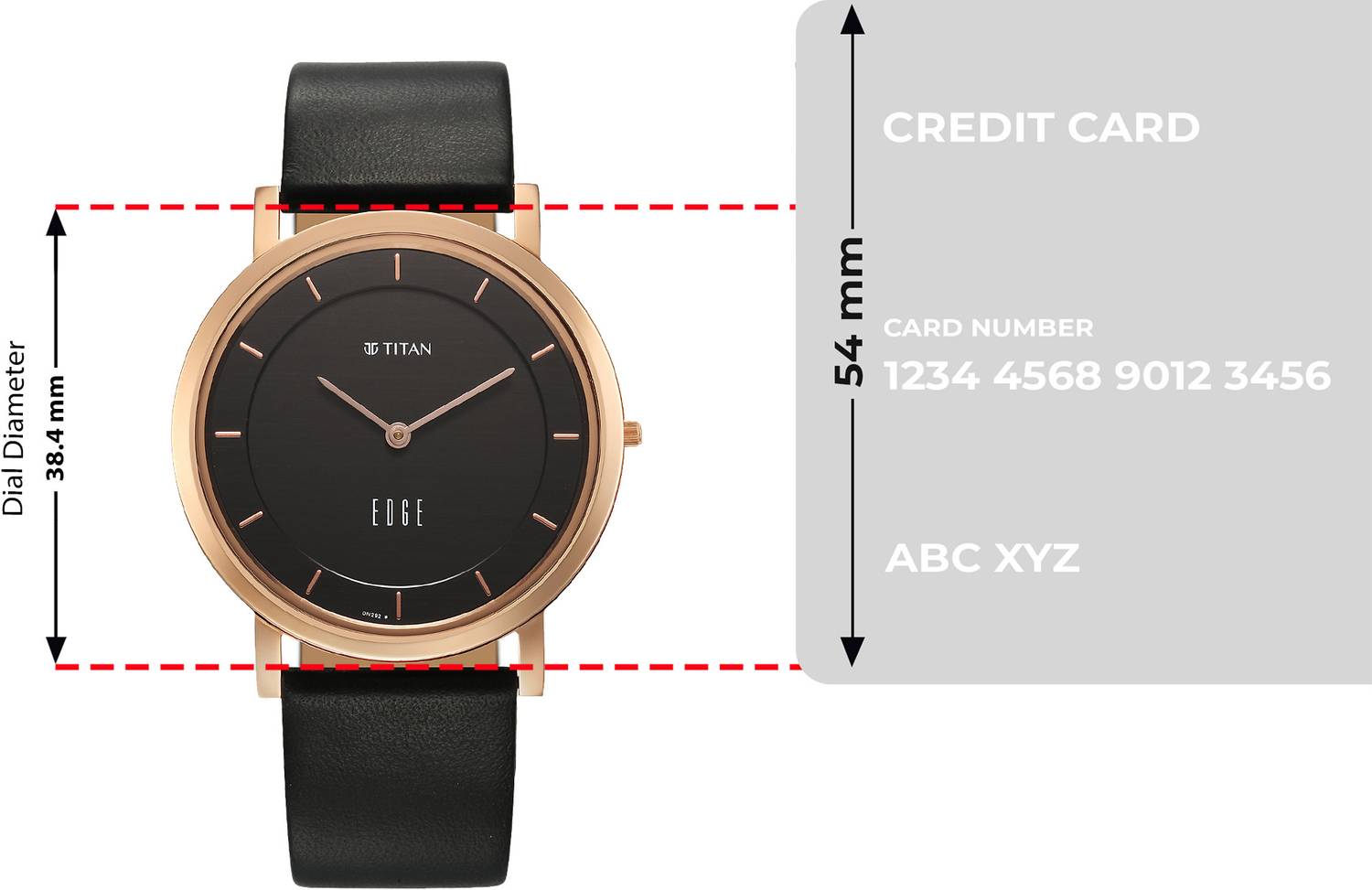 Titan Edge Pair Black Dial Black Leather Strap Couple Watch - Image 4