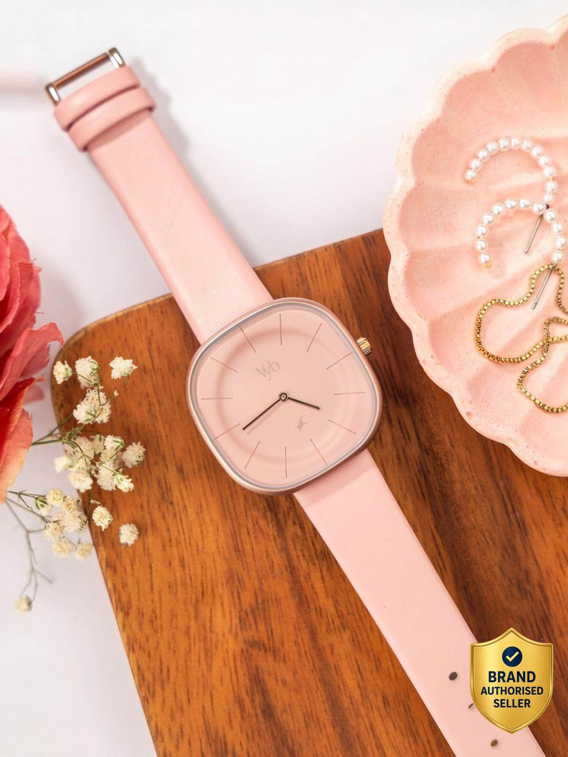 Image of Fastrack Vyb Successor Quartz Analog Pink Dial Leather Strap Watch For Girls Analog Watch - For Women