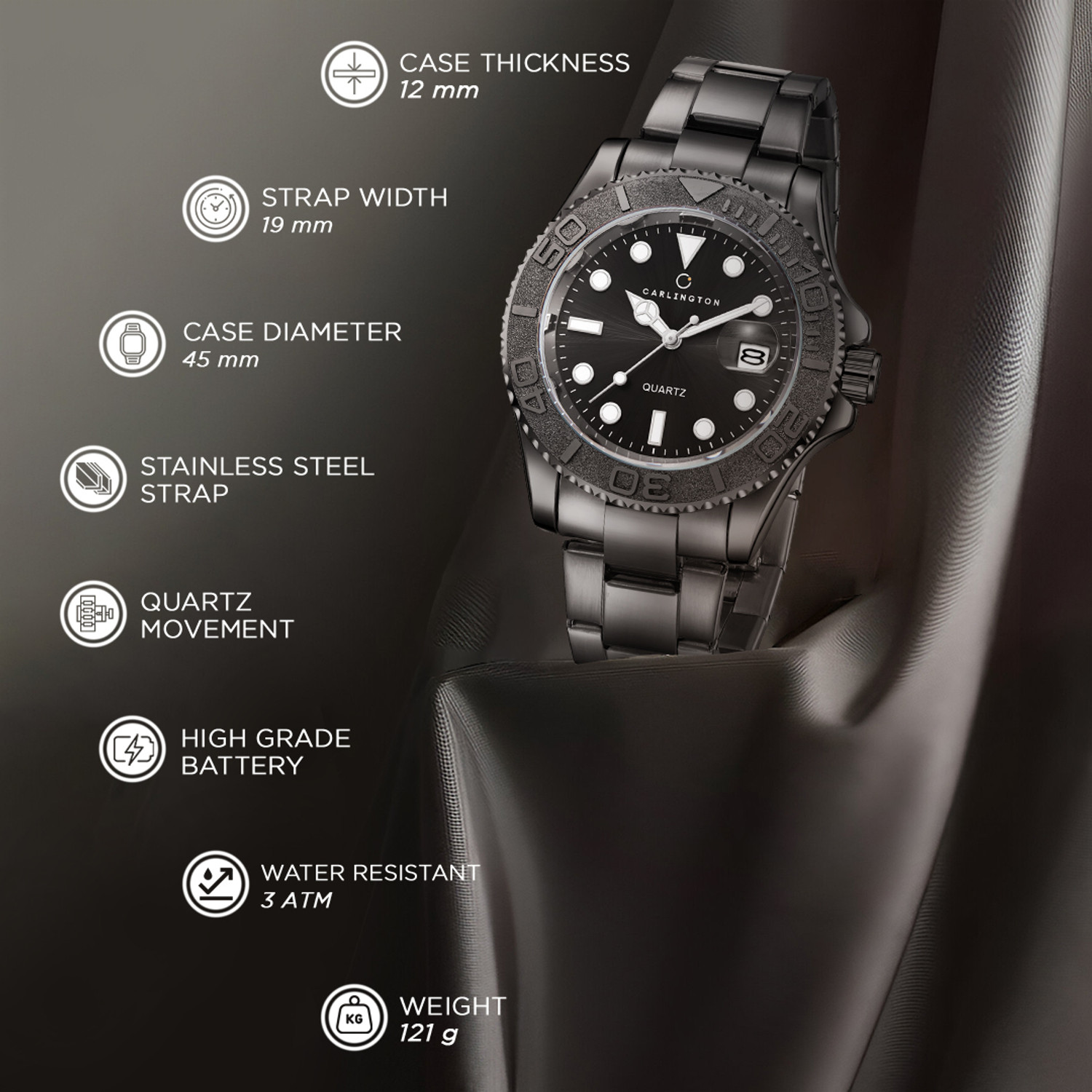 Image of Carlington CT 4010 Black Carlington Meridian Series Premium Gents Wrist Watches Analog Watch - For Men