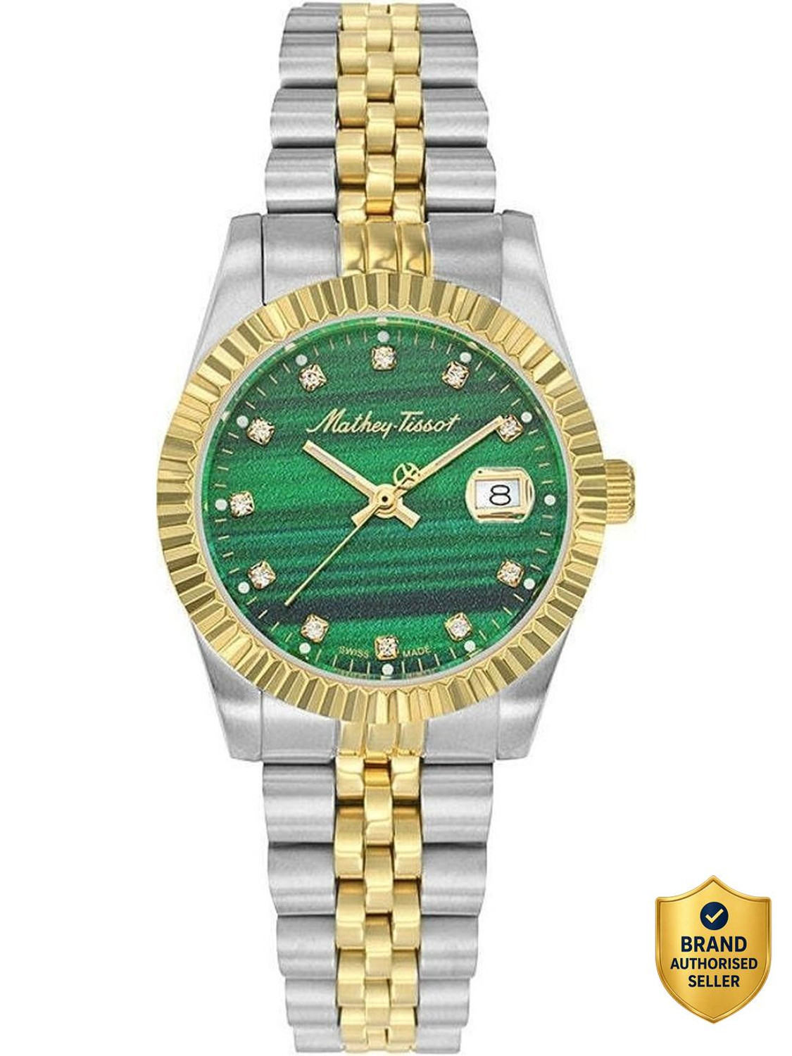 Image of Mathey-Tissot D810BSV Swiss Made Quartz Green Dial Analog Watch - For Women