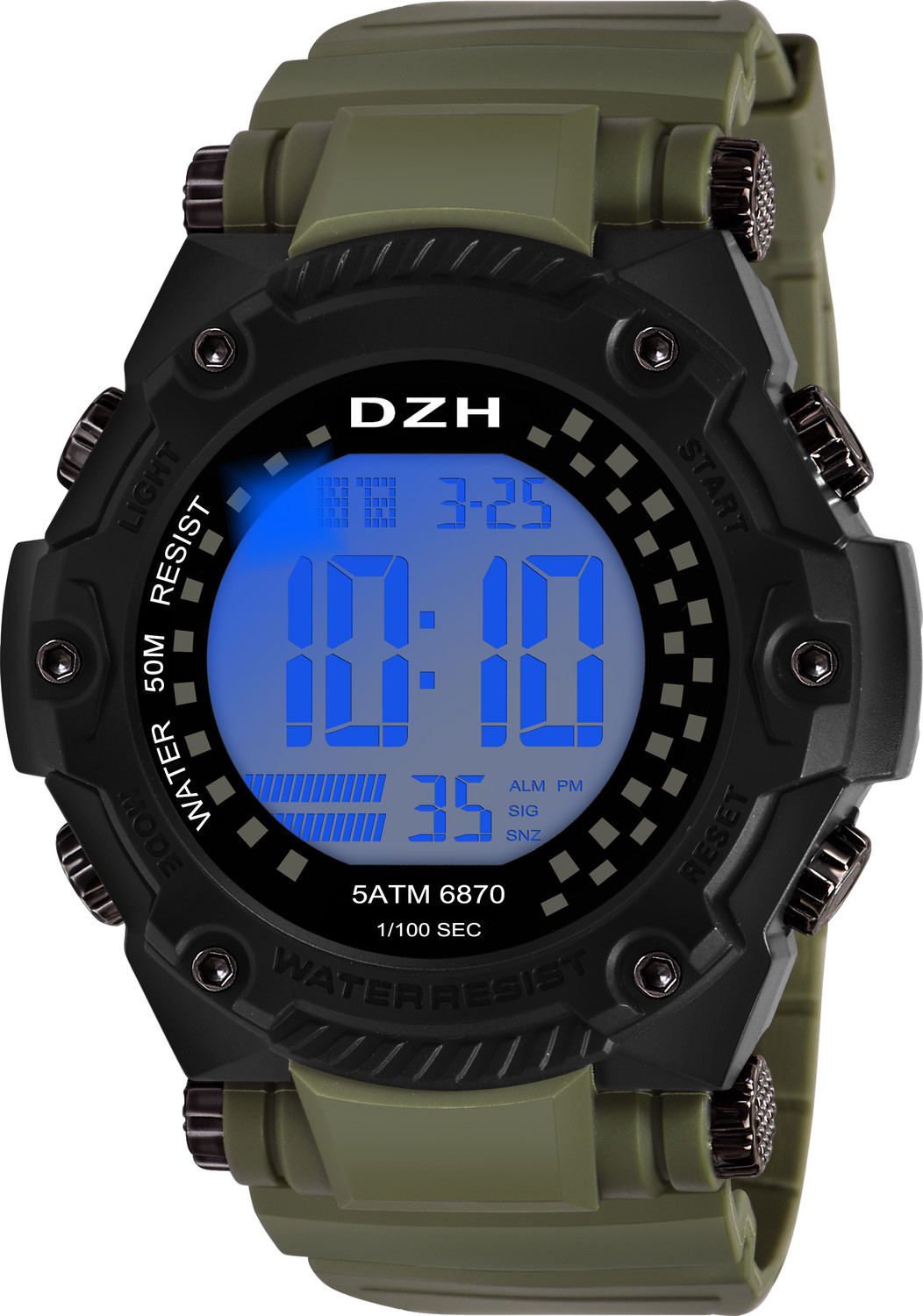 Image of DZH Army Silicone Belt Digital Watch - For Men Multi Functions 1155 Watch