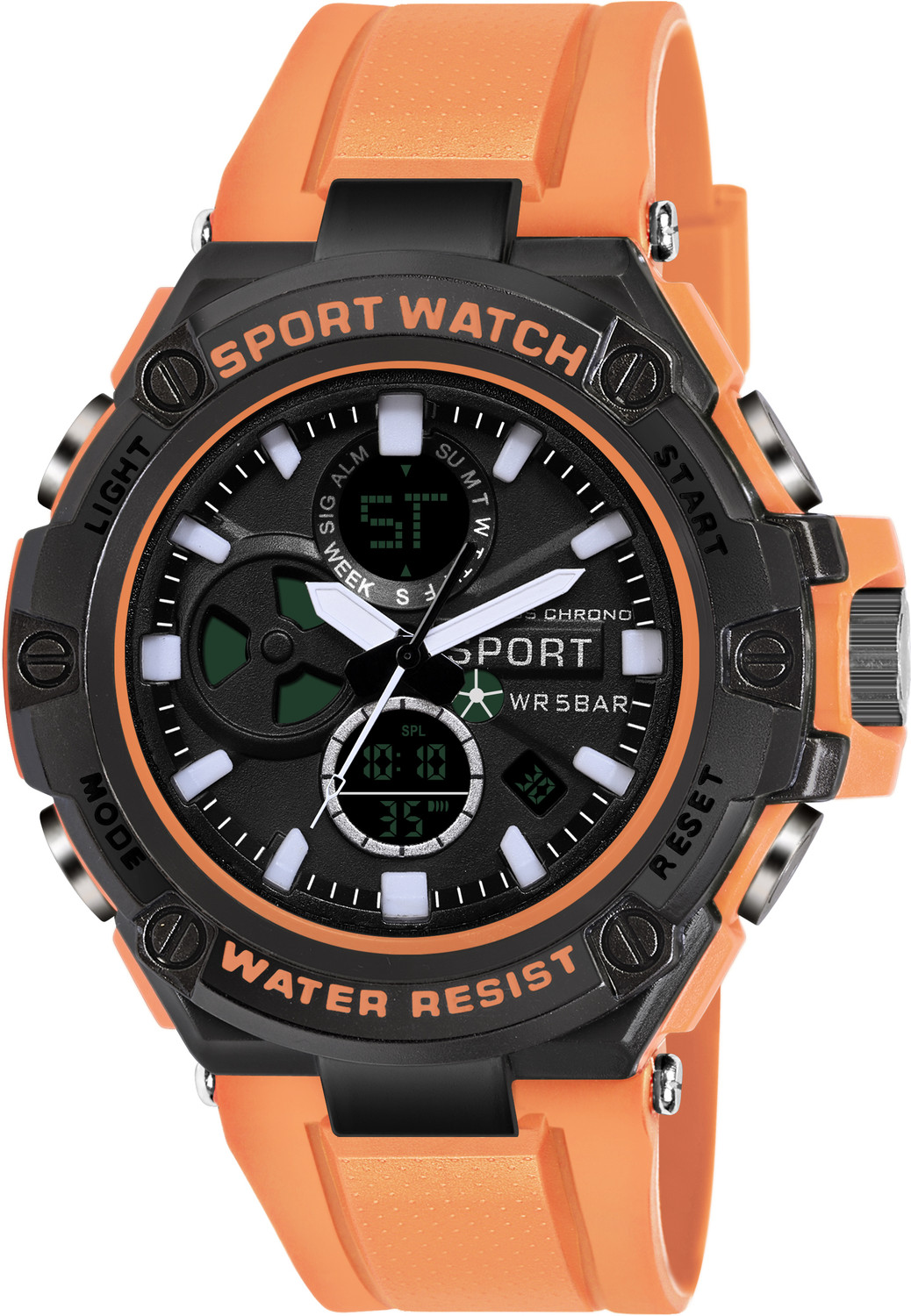 Image of otage 9111 Casual Metalic Dial Multifunction Silicone Analog-Digital Watch - For Men