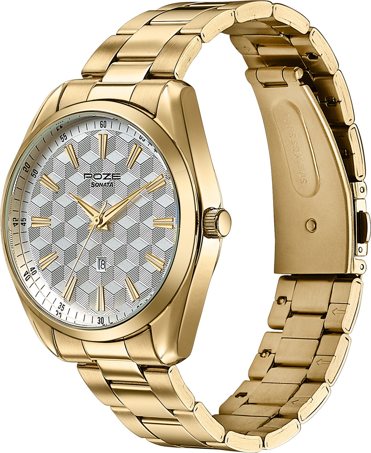 Image of SONATA drop 5 from Poze Sonata Poze Crisscross Coast Quartz Silver Round Dial Men's Watch Analog Watch - For Men