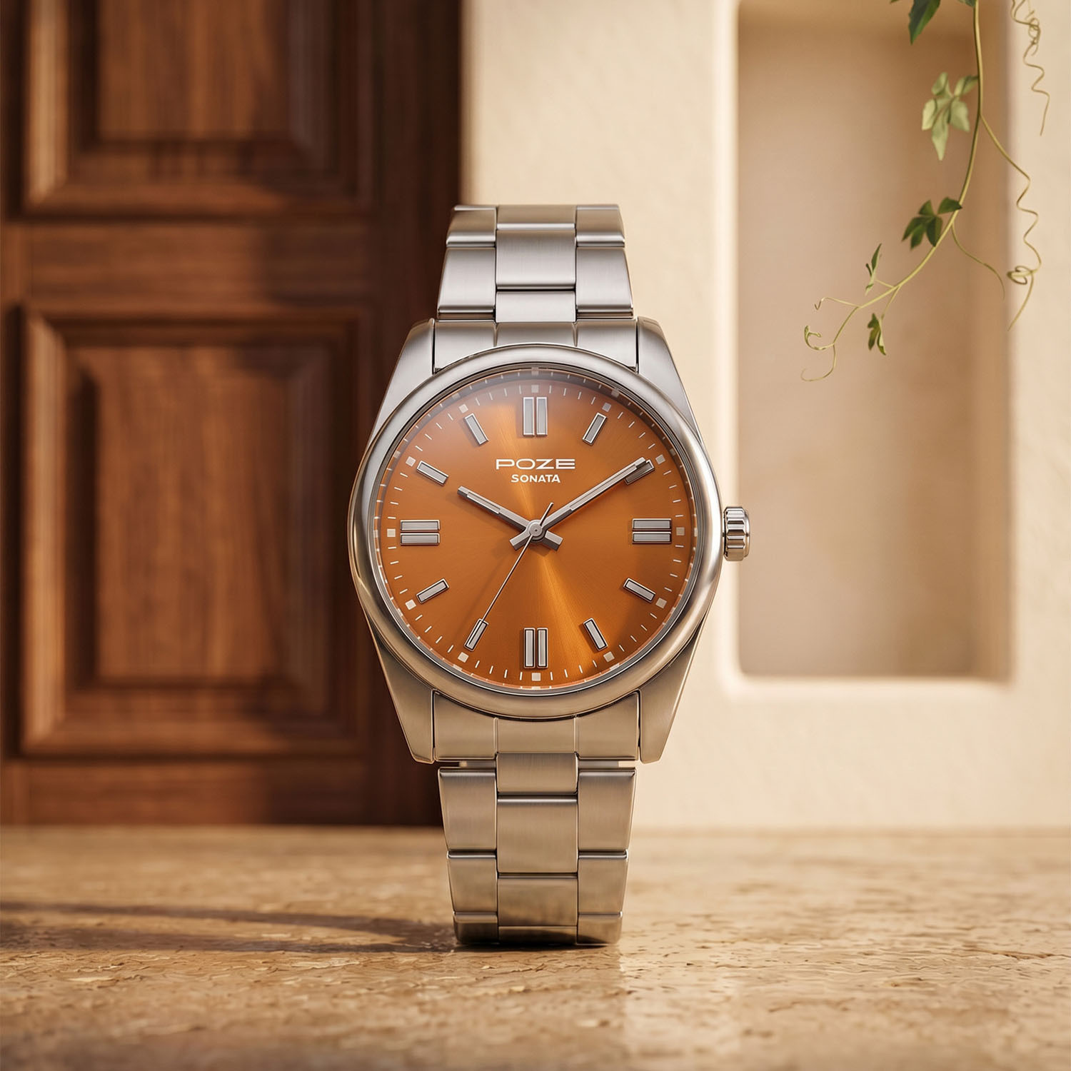Image of SONATA Poze Drop 9.2 Poze 9 Quartz Brown Dial IPS Sheet Metal Strap Analog Watch - For Men