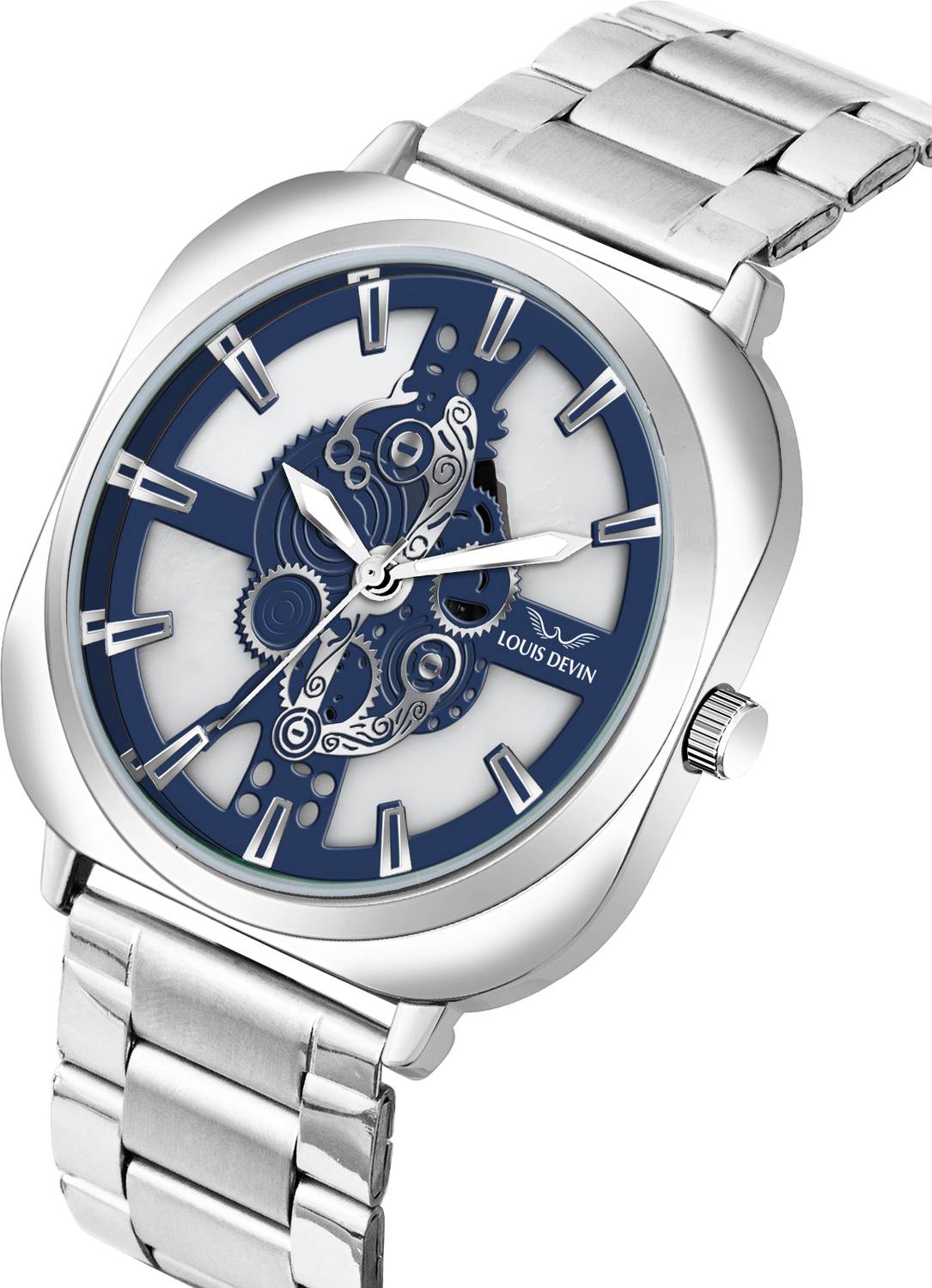 Louis Devin LD-G081-BLU-CH Men's Stainless Steel Chain Watch - Image 5