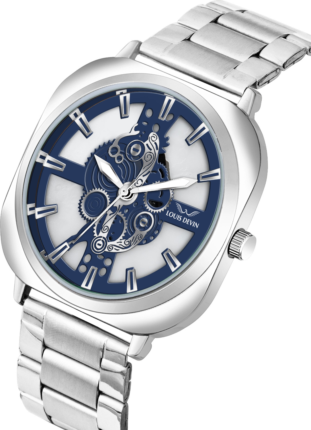 Image of LOUIS DEVIN LD-G081-BLU-CH Stainless Steel Chain Analog Watch - For Men