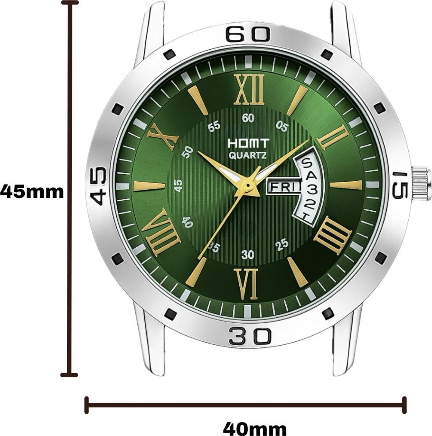 Image of homt Luxury Fashion Working day-date leather belt smart analog watch for men Fashion Luxury Round Green dial leather belt Smart Analog Watch - For Men
