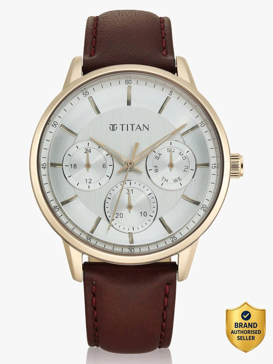Titan 90133WL01 Urban Magic Silver Dial Brown Leather Watch - Image 1