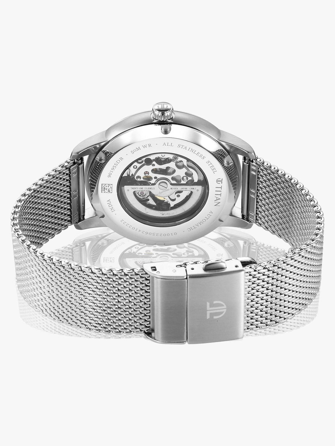 Image of Titan Mechanical Automatic Titan Automatic Dark Blue Dial Silver Metal Strap Analog Watch - For Men