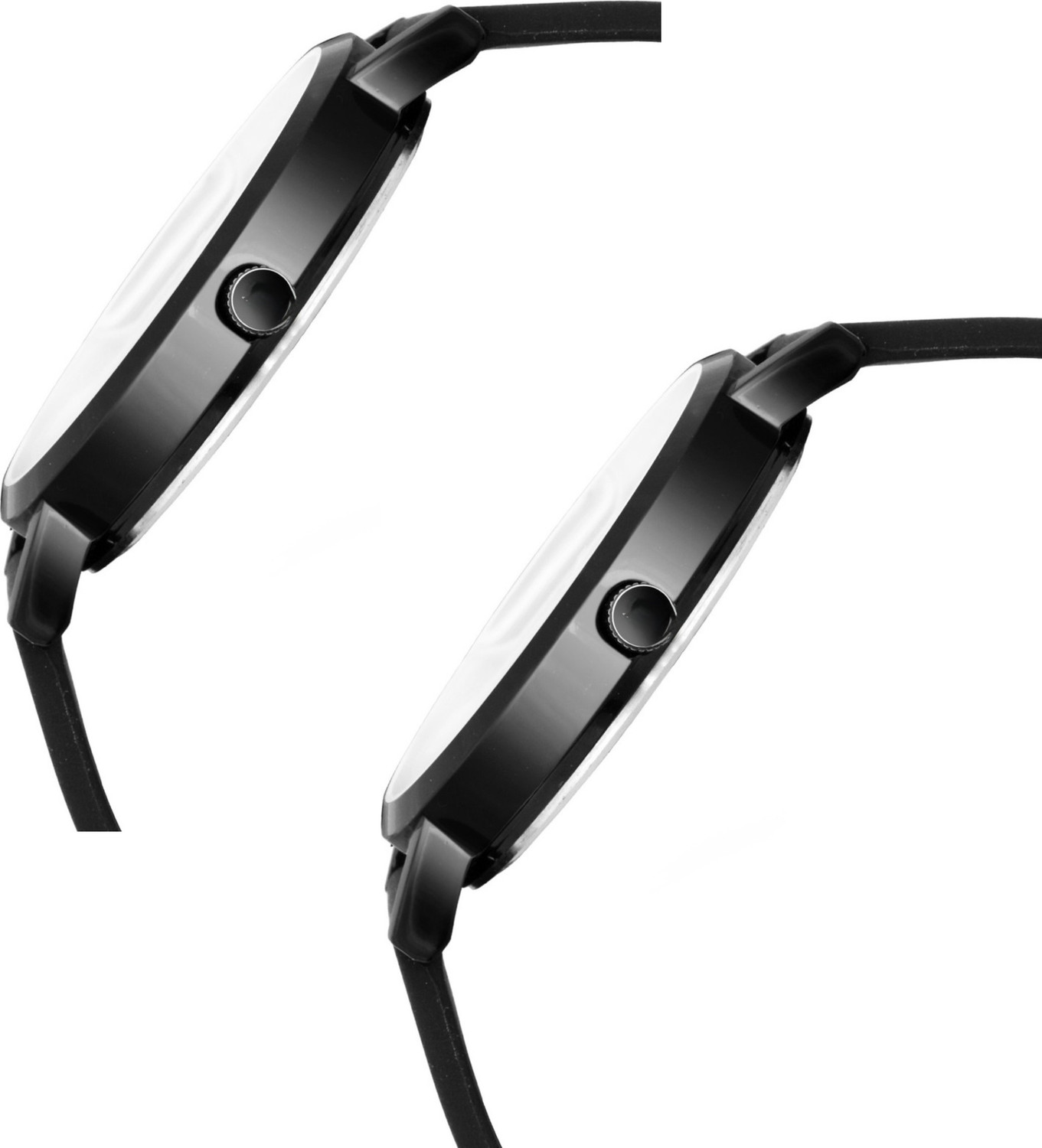 Image of Shivark New Combo Of Full Black Arrow Silicone Strap and PU Strap Analog Watch - For Couple