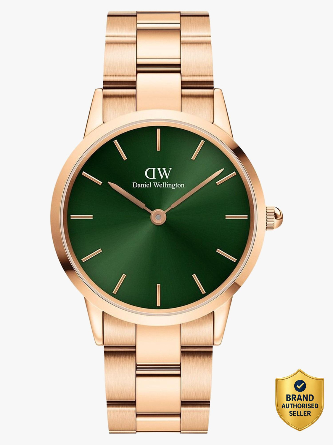 Image of DANIEL WELLINGTON Iconic Link Emerald 36mm Green Dial Analog Watch - For Men & Women