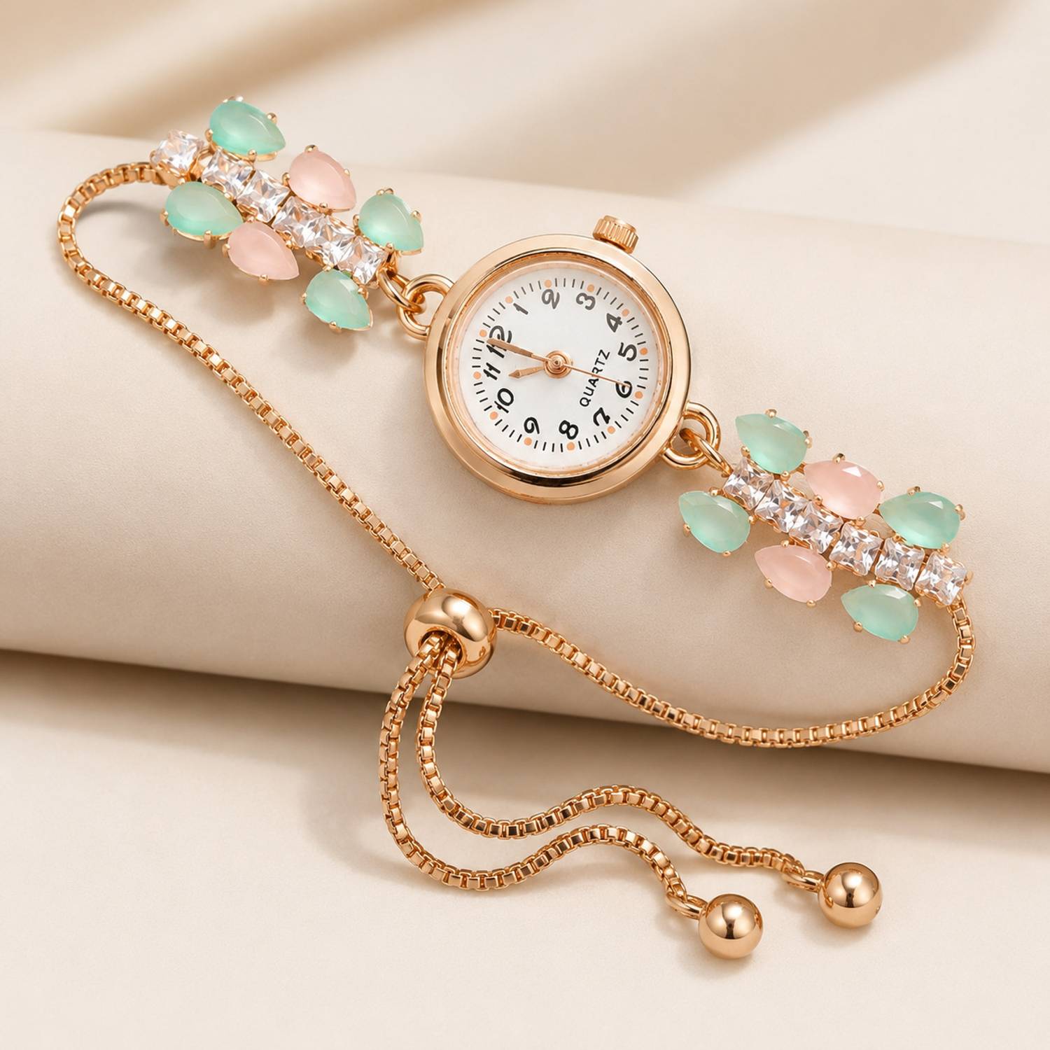 Krishna Elegant Rose Floral Bracelet Watch - Image 1