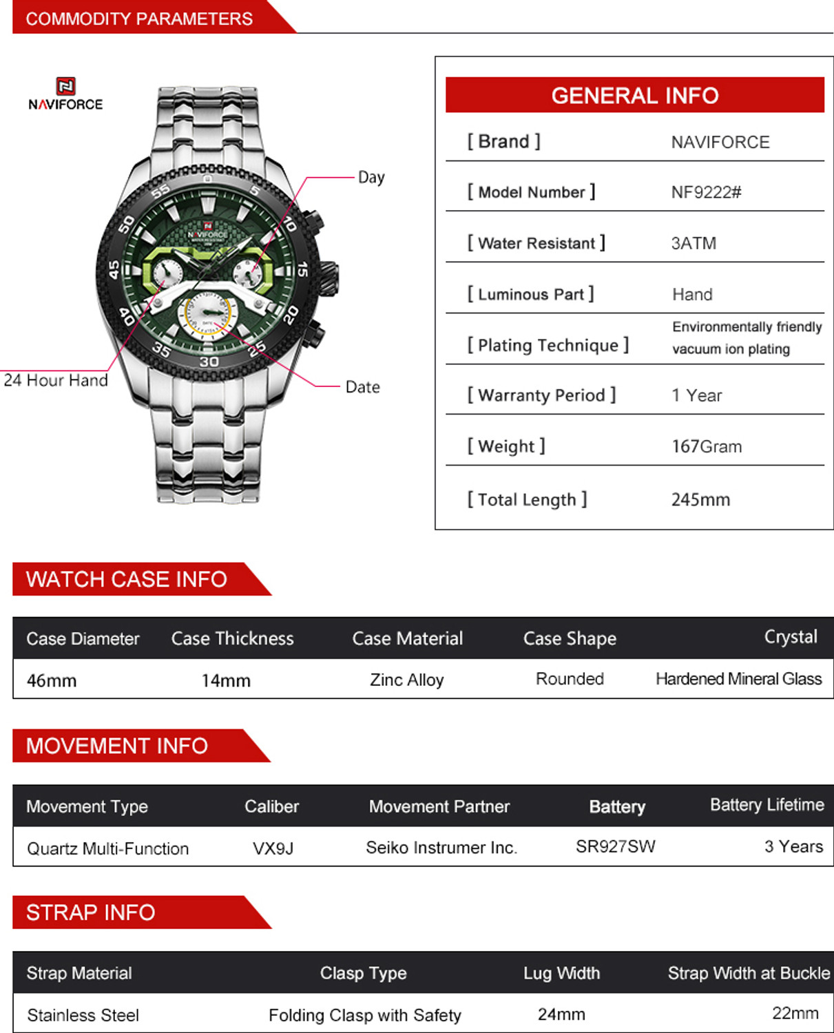 Image of NAVIFORCE NF9222 NF9222 Analog Watch - For Men