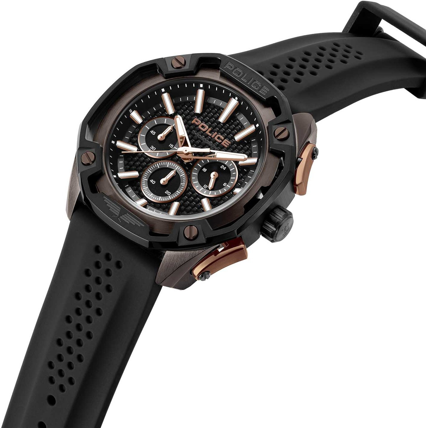 Image of Police Centurian Centurian Quartz Multi Function Black Dial Black Silicone Strap Analog Watch - For Men