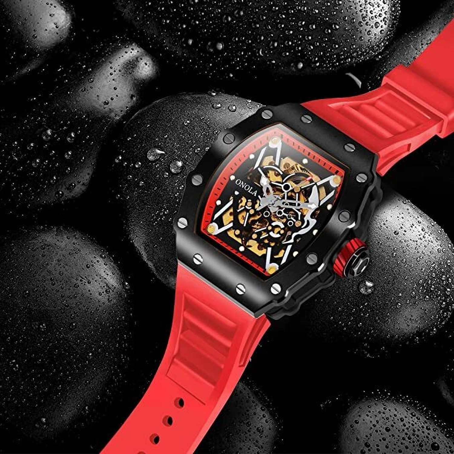Image of ONOLA Mens Watch Automatic Mechanical Skeleton Dial Luxury Wrist Watch Analog Watch - For Men