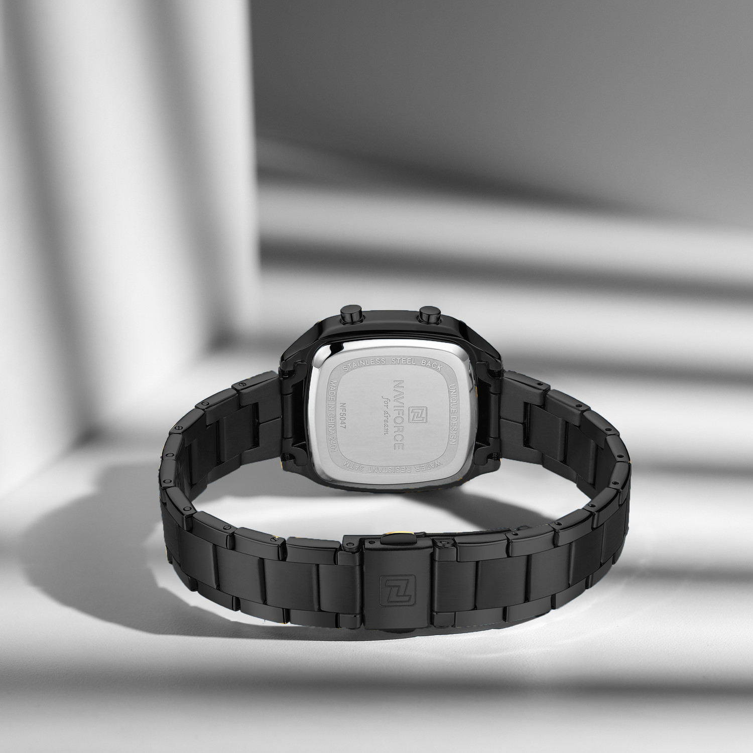 Image of NAVIFORCE NF5047 All Black Versatile Trendy Square Digital Watch - For Women