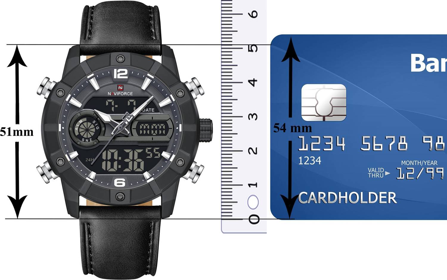 NAVIFORCE NF9263 Black Strap Grey Dial Analog-Digital Watch - Image 3