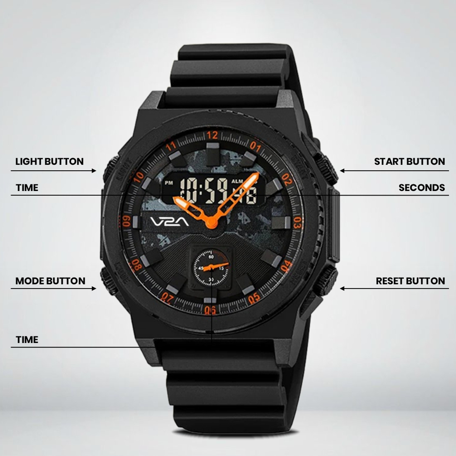 Image of V2A Styke 2855 Analog-Digital Watch for Men Sports & Outdoor Style Watch | 50M Waterproof Analog-Digital Watch - For Men