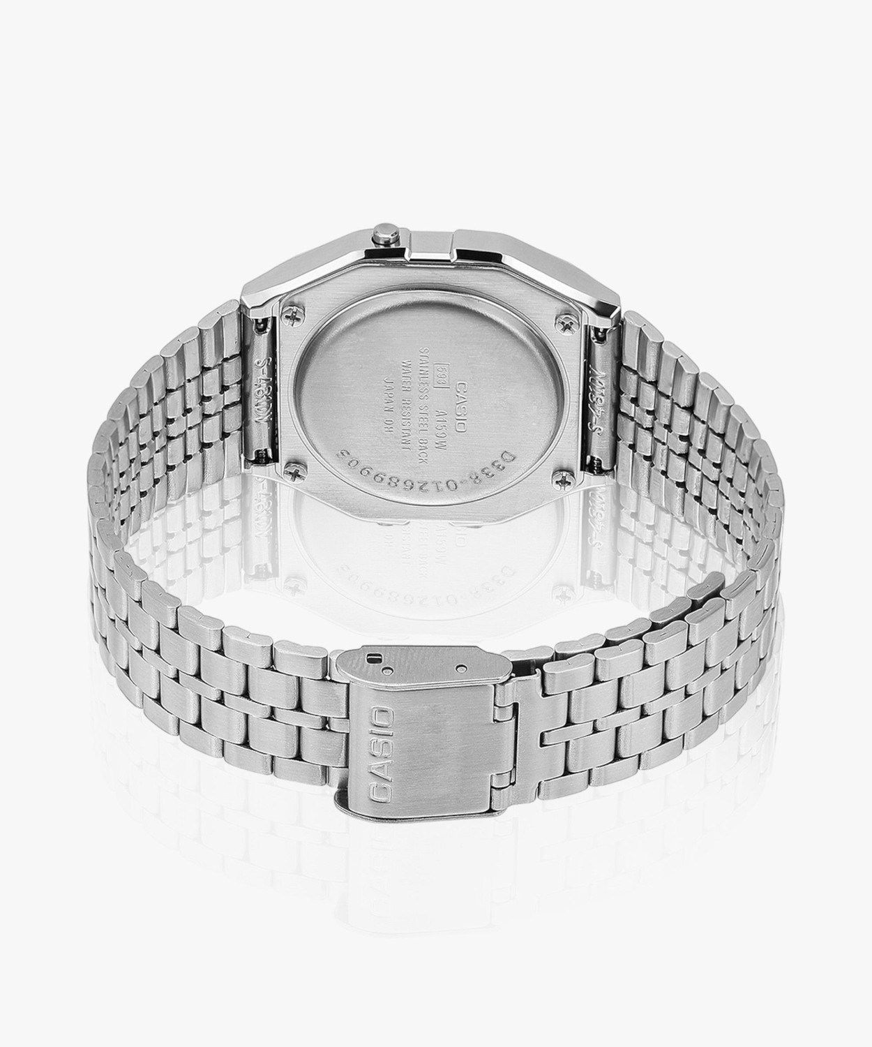 Image of CASIO A159WA-N1DF Vintage Black Dial Silver Stainless Steel Band Digital Watch - For Men & Women
