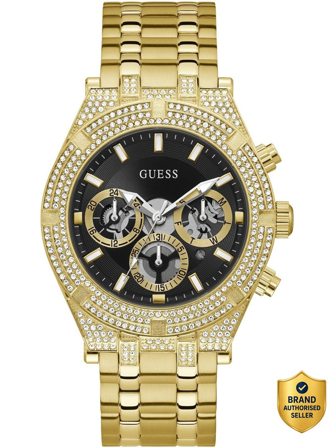 Image of GUESS Multifunction, Black Dial Analog Watch - For Men