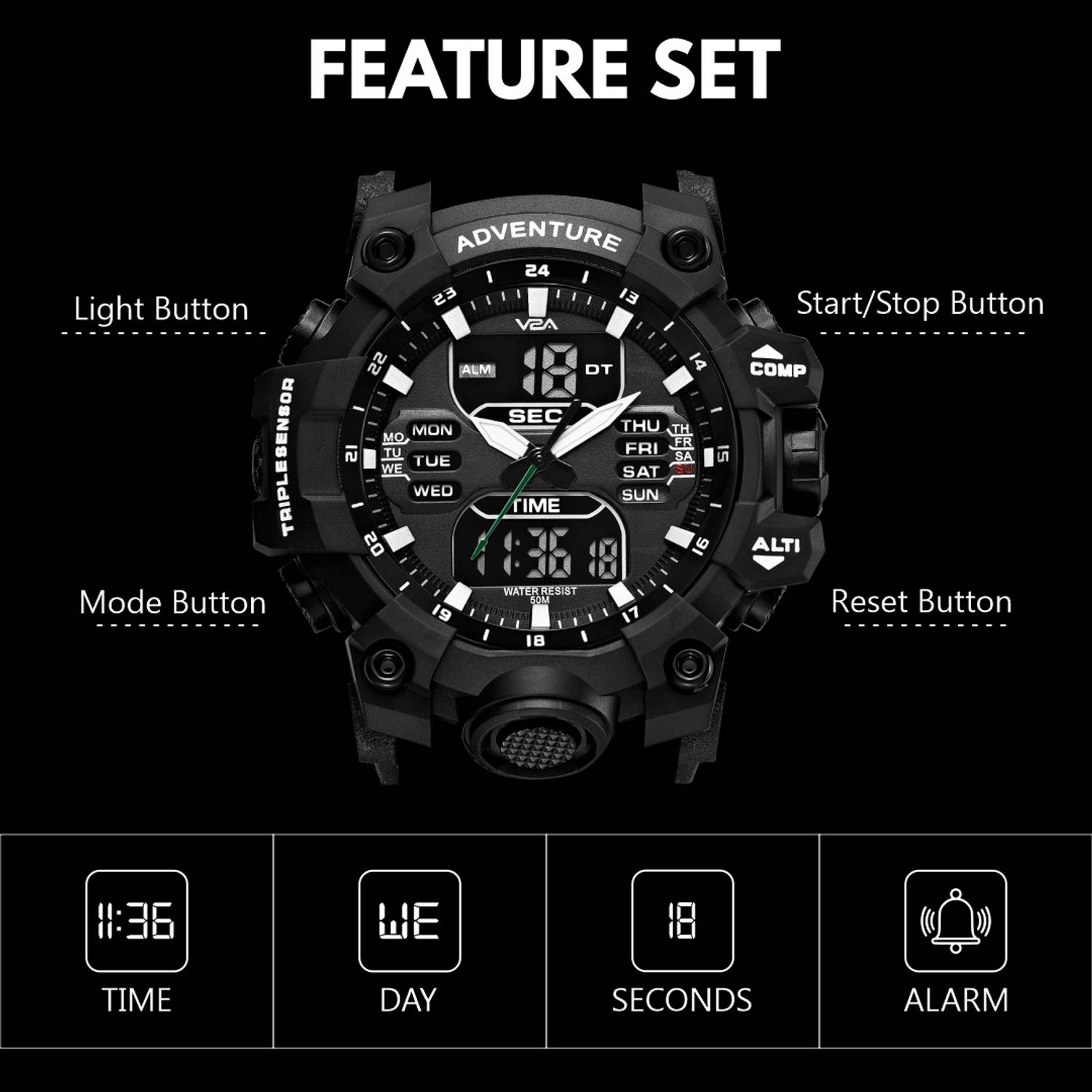 Analog-Digital Watch - For Men Stylish Trendy Waterproof Casual Sports - Image 5