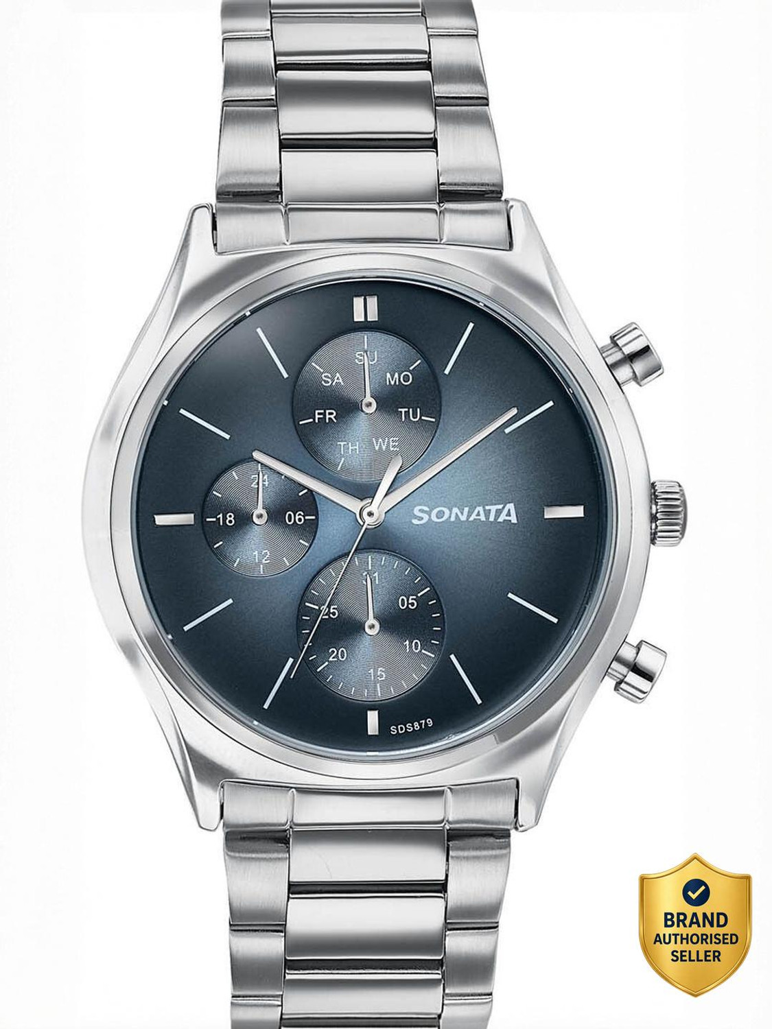Image of SONATA Festive 2.0 Ph II Sonata Festive 2.0 Quartz Shallow blue Dial Silver Sheet metal Strap Analog Watch - For Men