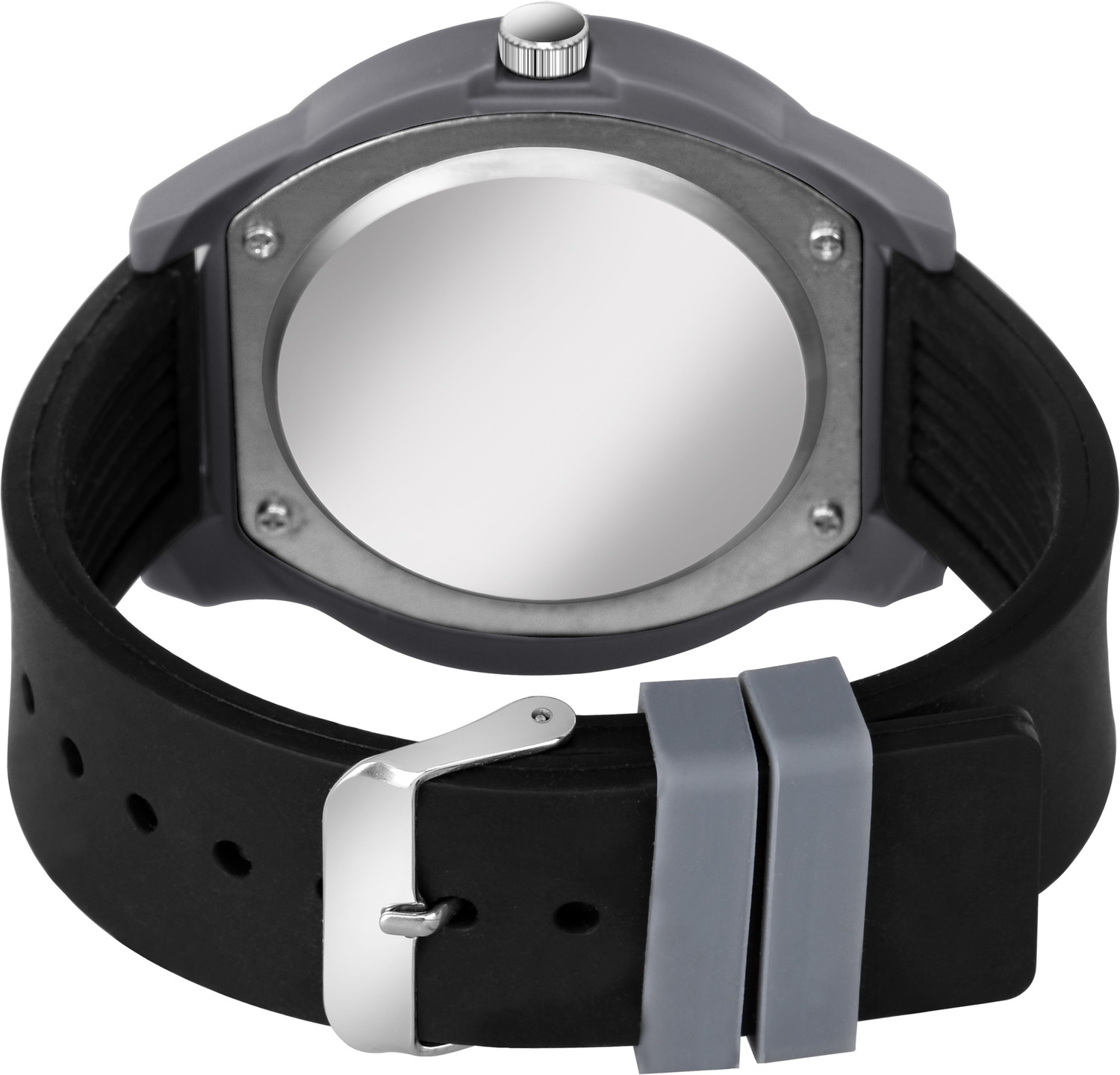 Image of GRIHAM Classic Grey and White with Black Silicone Strap Analog Watch Classic Grey and White with Black Silicone Strap Analog Watch Analog Watch - For Men