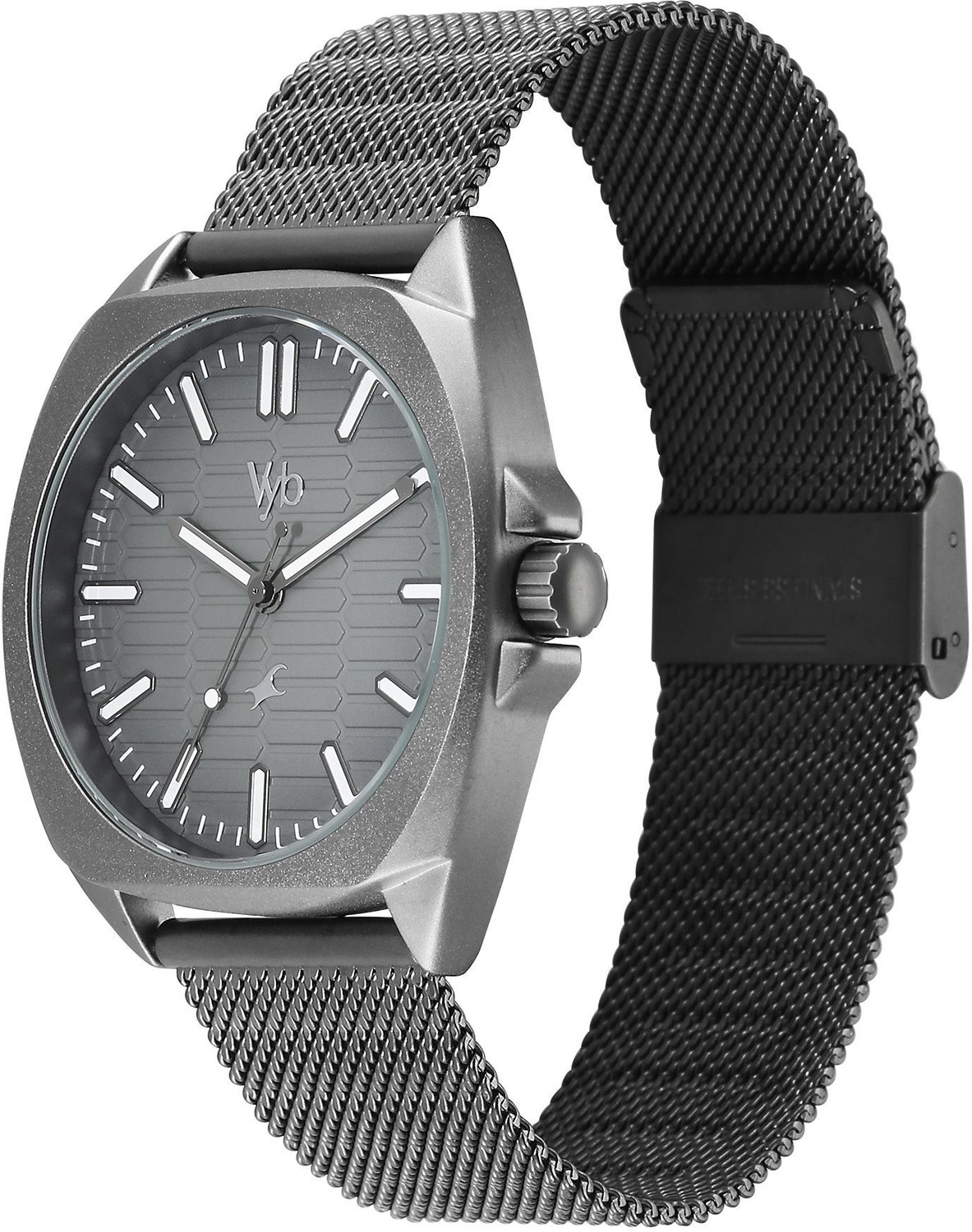 Image of Fastrack Vyb Aviator Fastrack Vyb Aviator Quartz Grey Dial Grey Stainless Steel Strap Analog Watch - For Men