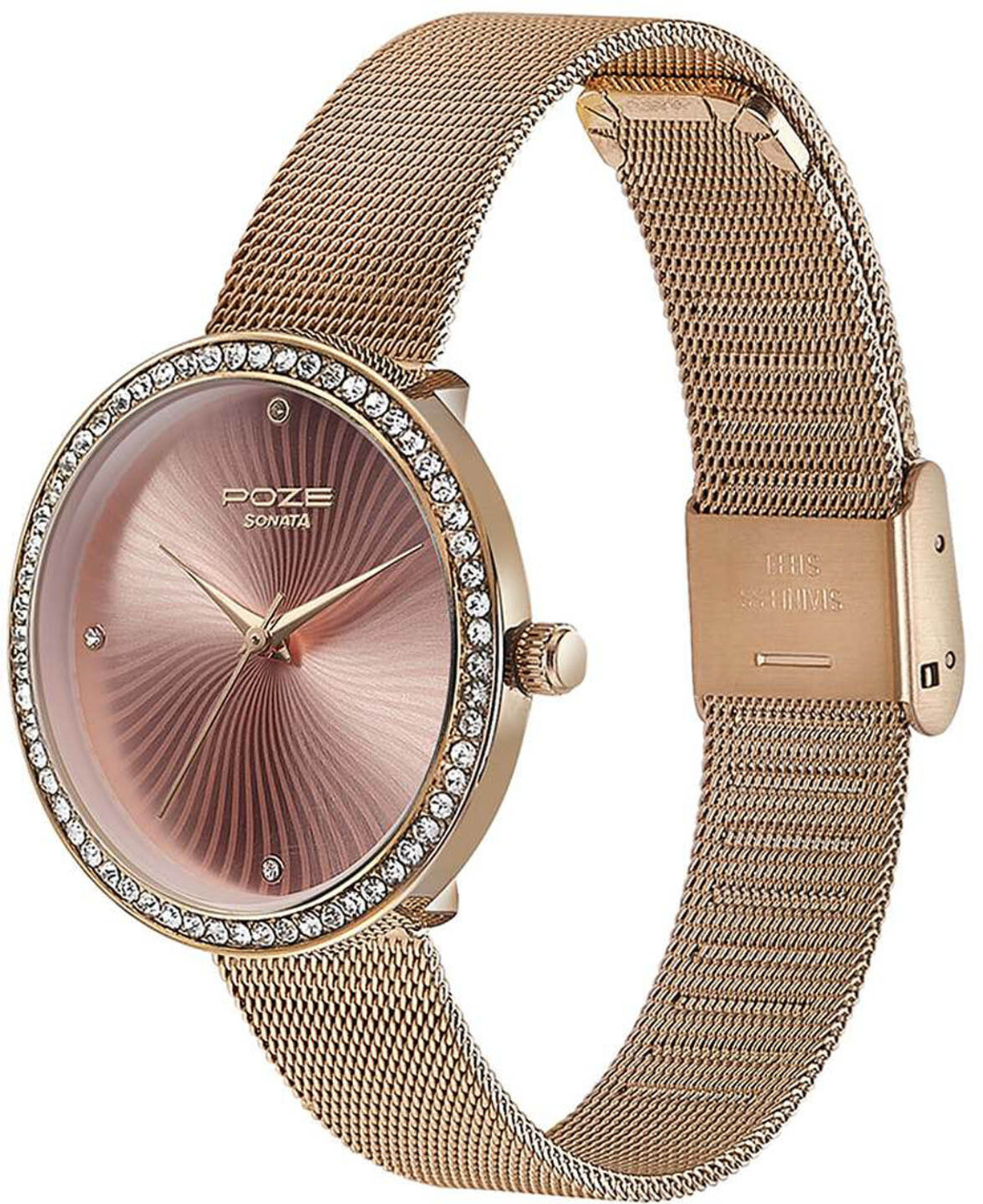 Image of SONATA Sonata Poze Quartz Analog Rose Gold Dial Mesh Strap Watch for Women Analog Watch - For Women