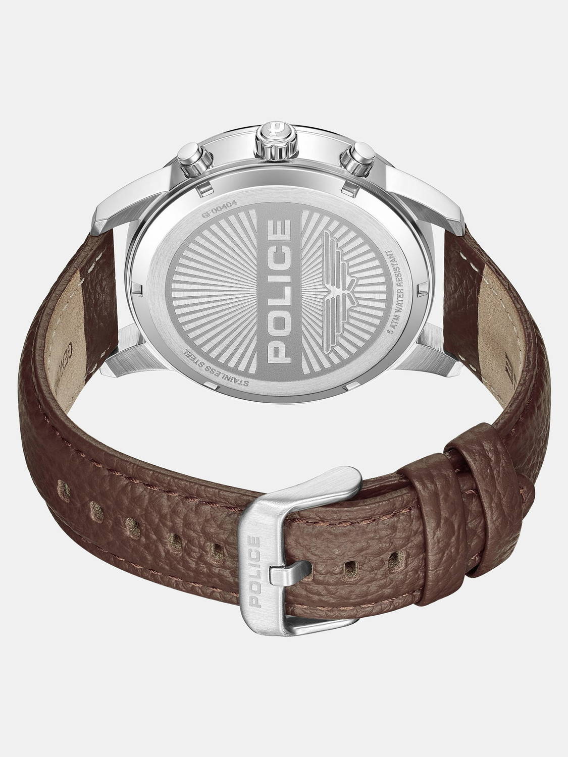 Image of Police Urban Rebel Police Multifunction Black Dial Brown Leather Strap Analog Watch - For Men
