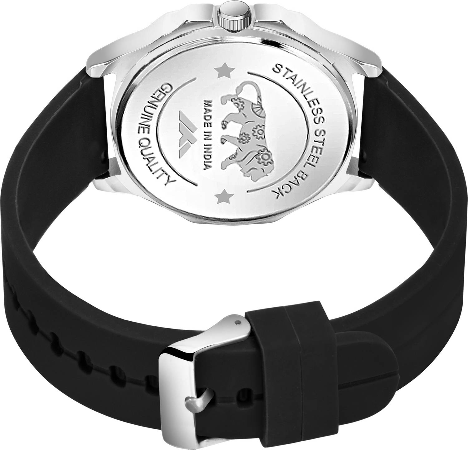 PRAIZY Square Dial Silicone Strap Analog Watch - Men - Image 5