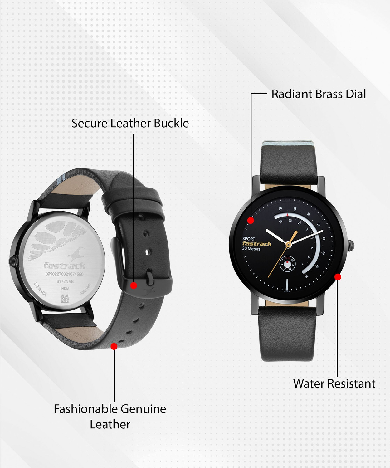 Image of Fastrack Fastrack Wear Your Look Black Dial Black LeatherStrap Analog Watch - For Girls