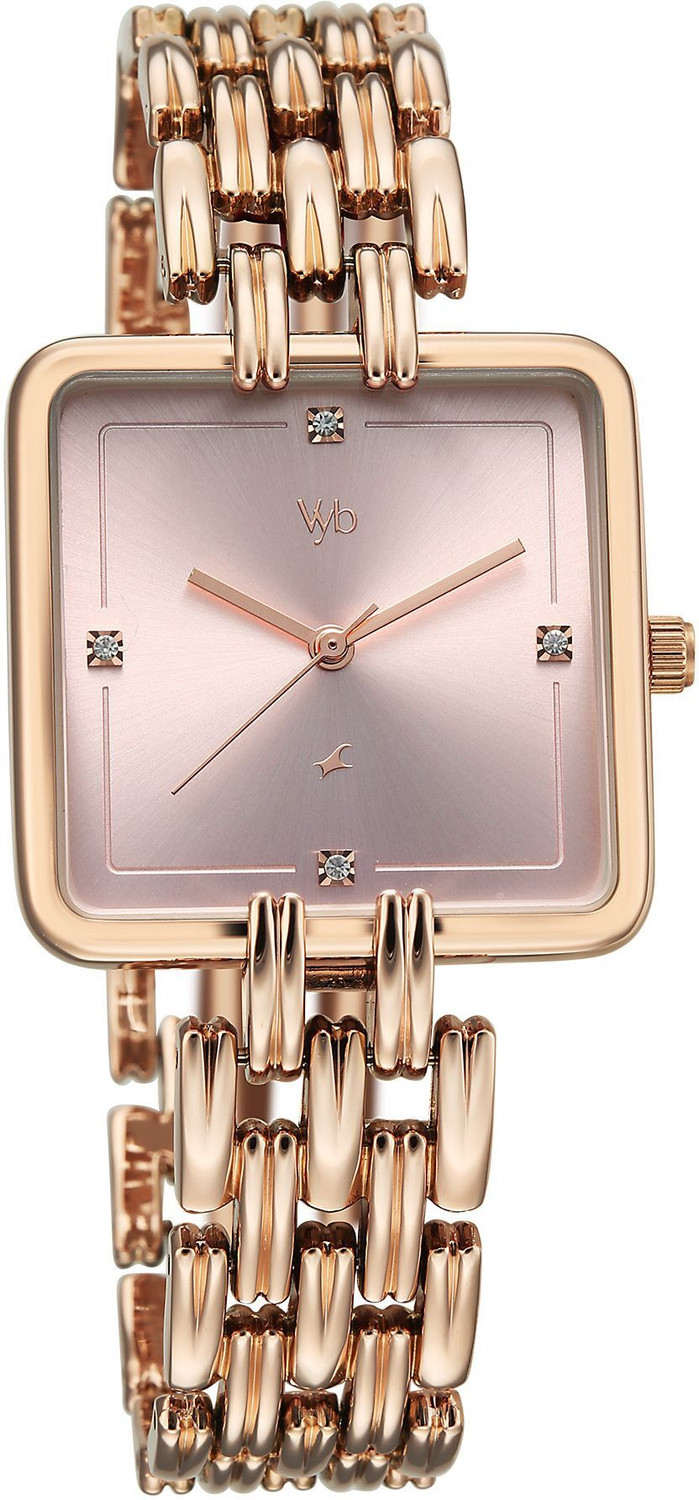 Image of Fastrack Vyb Minimalist Fastrack Vyb Minimalist Quartz Pink Dial Rose Gold Strap Analog Watch - For Women
