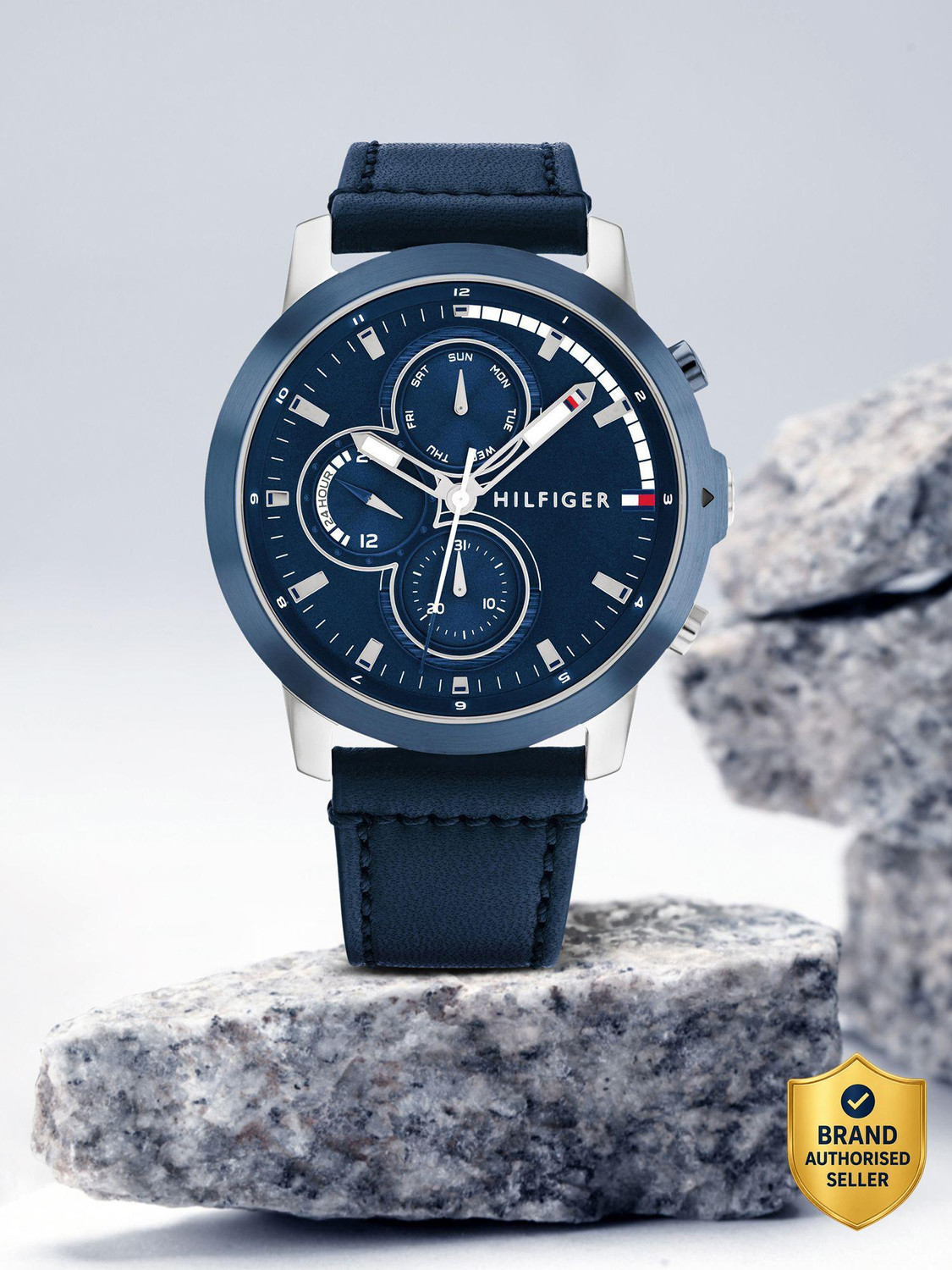 Image of TOMMY HILFIGER Tommy Hilfiger SS'23 Jameson Le Tommy Hilfiger Multifunction Blue Dial Blue LeatherStrap Analog Watch - For Men