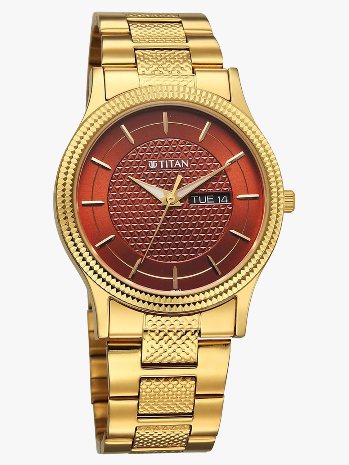 Image of Titan Karishma Maroon Round Dial Stainless Steel Watch For Men Analog Watch - For Men