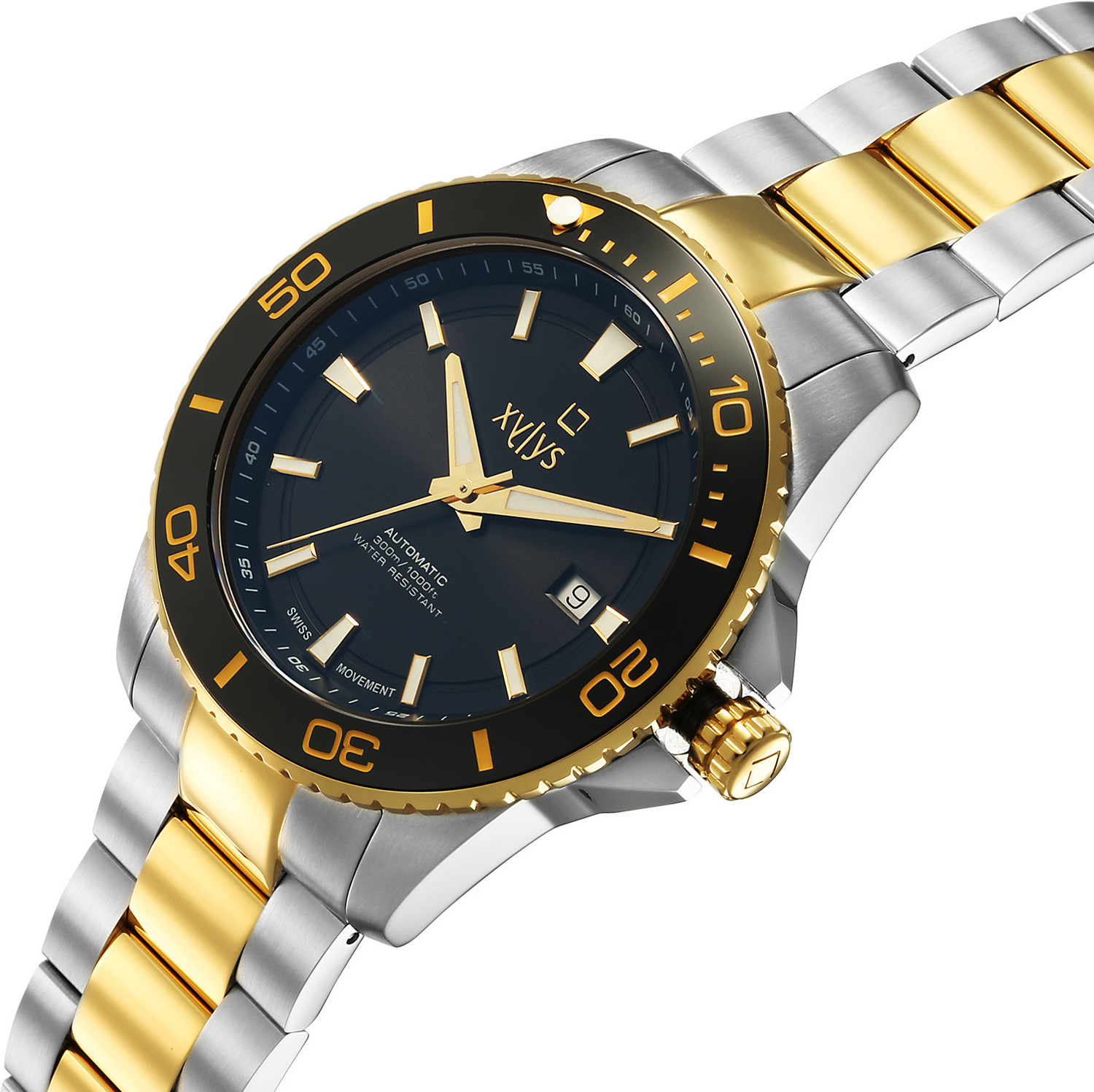Image of XYLYS Sparkle Xylys Automatic with Date Black Dial Two Toned Stainless Steel Strap Analog Watch - For Men