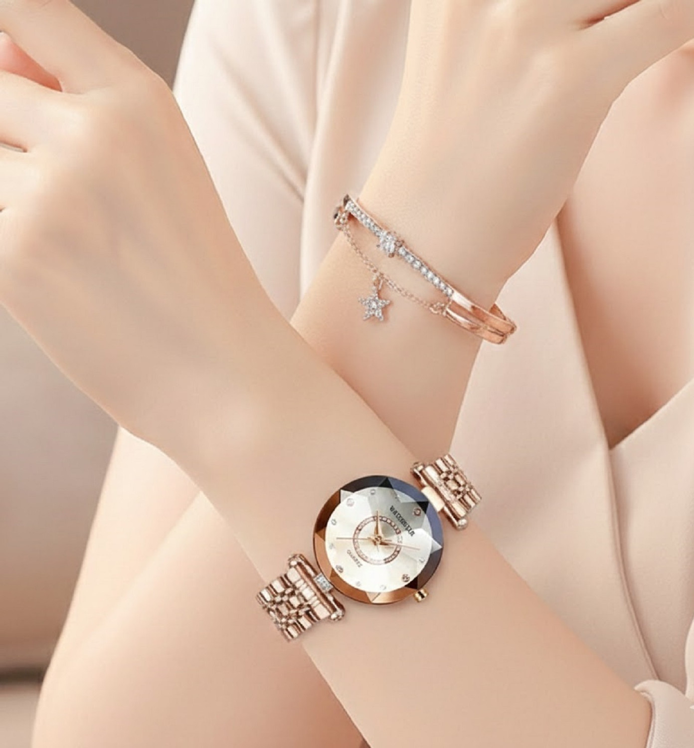 Image of watchstar Elegant Rose Gold Watch & Bracelet Set Watch and Bracelet combo for women06 Analog Watch - For Women