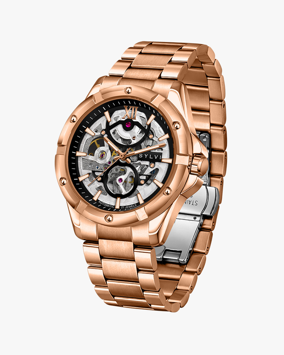 Image of Sylvi Rosegold Stainless Steel Strap Watch for Men Analog Watch - For Men