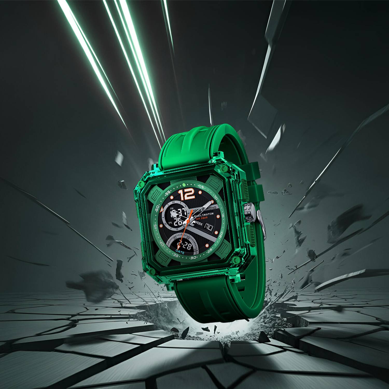 Carlington CT 8121 Green Velocity Series Analog-Digital Watch